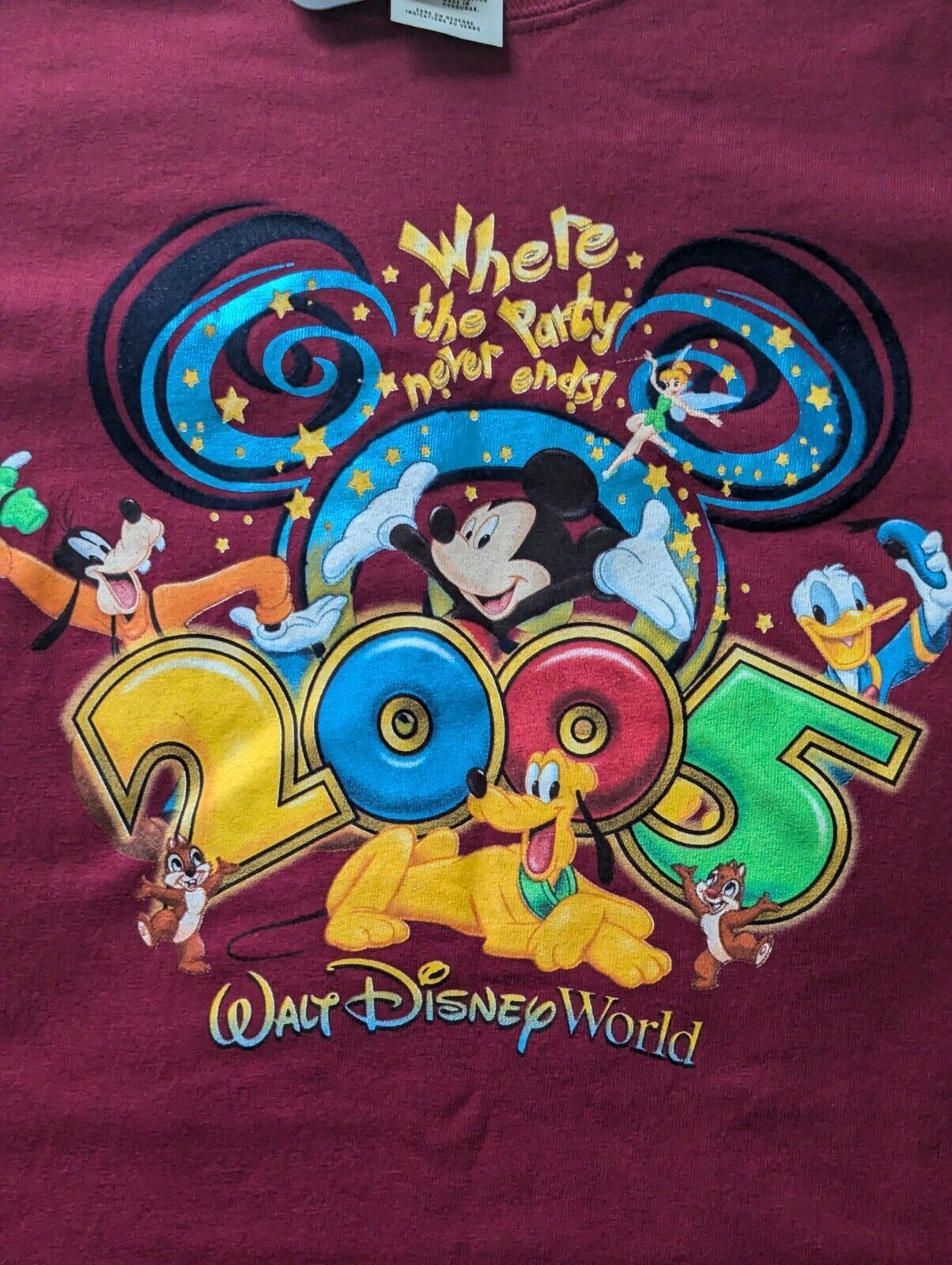 Other 2005 Disney TShirt Small Where The Party Never Ends Burgundy Size US S / EU 44-46 / 1 - 2 Thumbnail