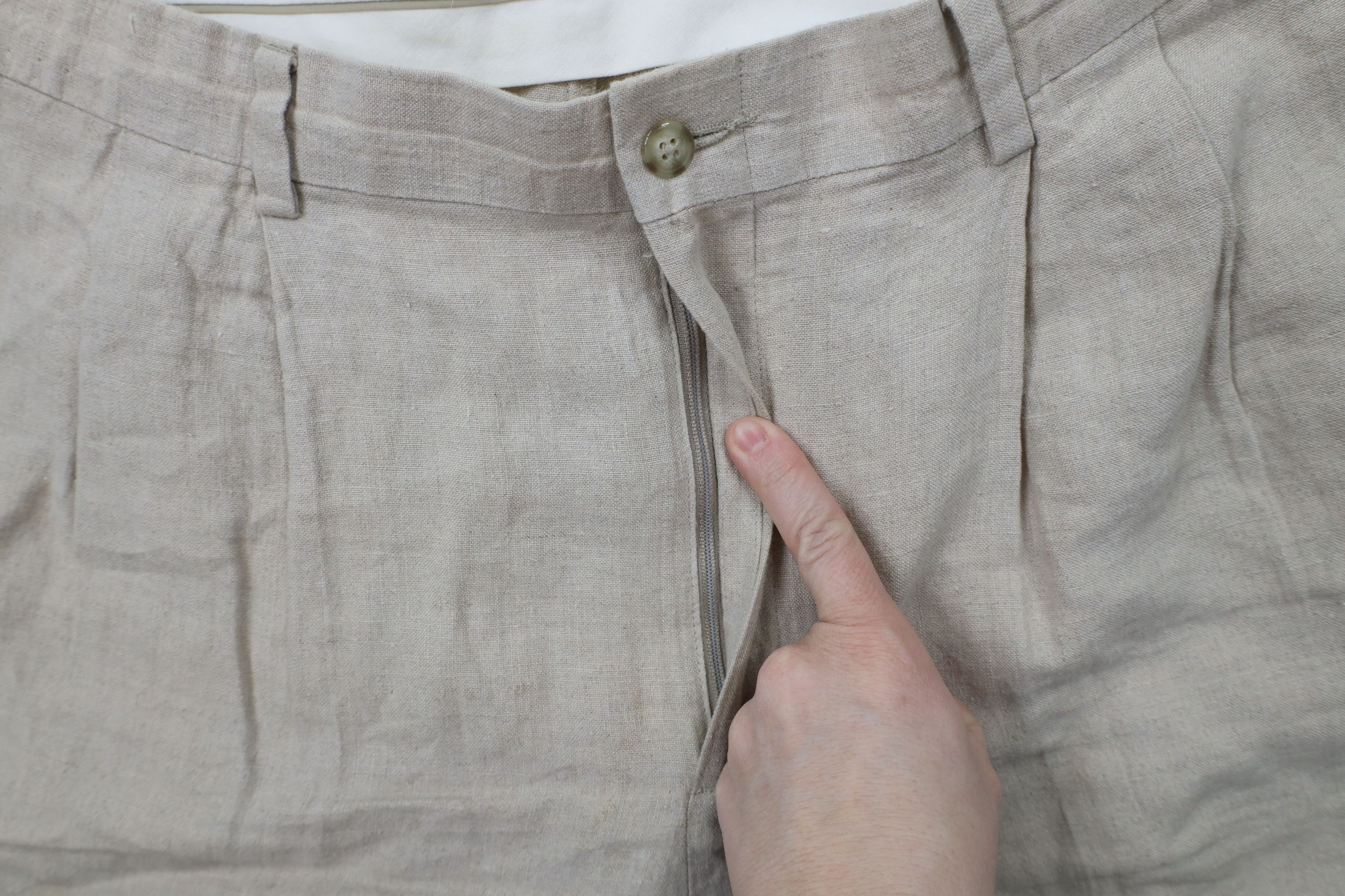 Vintage Vintage 90s Y2K Streetwear Cuffed Linen Chino Pants Beige Size US 34 / EU 50 - 6 Thumbnail