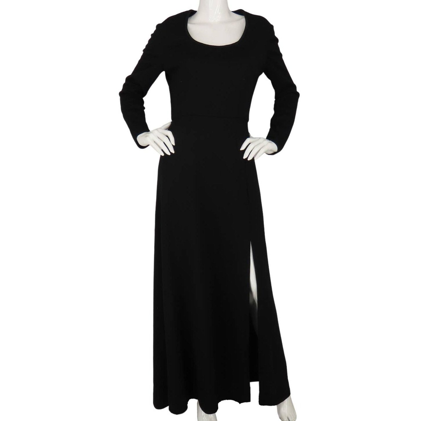 Vintage Black Wool Maxi Dress S Enigmatic Gala