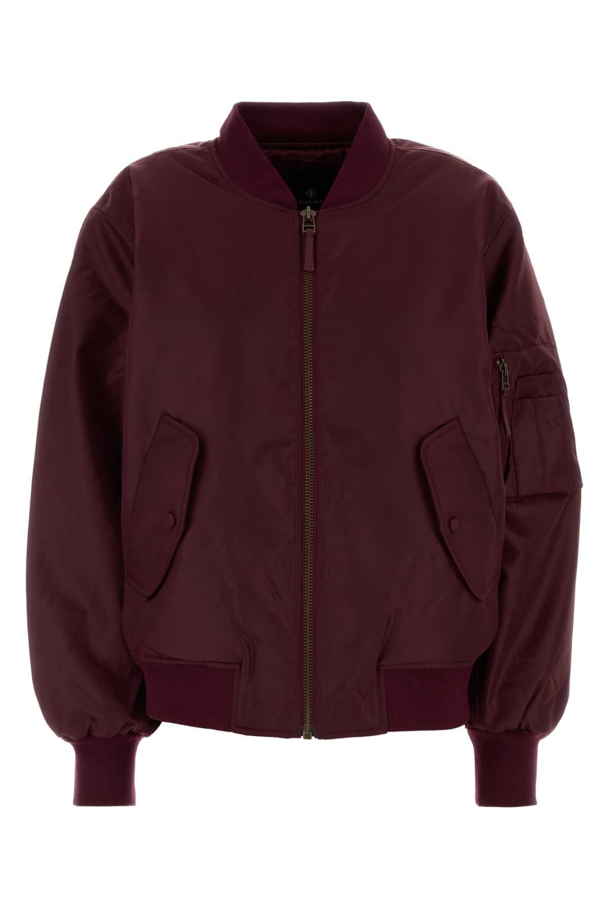 Tyrian Purple Polyester Leon Bomber Jacket, Women's