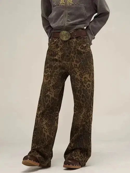 Jean Fashionable Streetwear Oversize Leopard Jeans Size 33" - 1 Thumbnail
