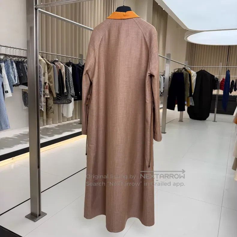 Hermes Hermes Beige and yellow mixed cashmere and wool silk coat Size XS / US 0-2 / IT 36-38 - 3 Thumbnail