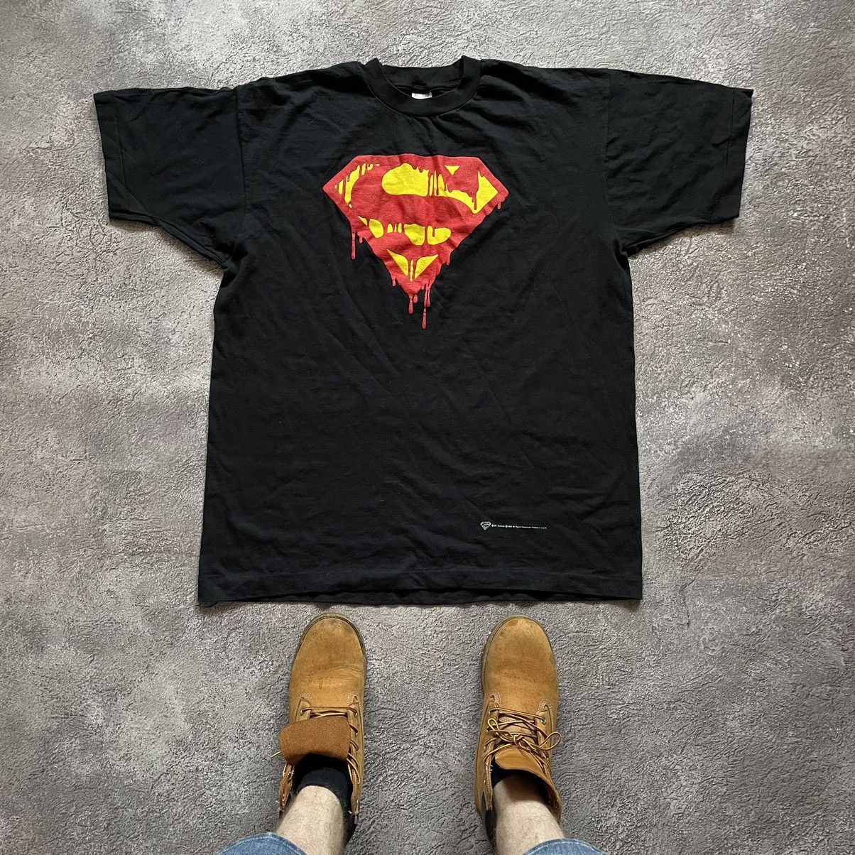 Vintage Vintage 90s Superman Graphic Tee Thrashed Grunge Baggy XL Size US XL / EU 56 / 4 - 2 Thumbnail
