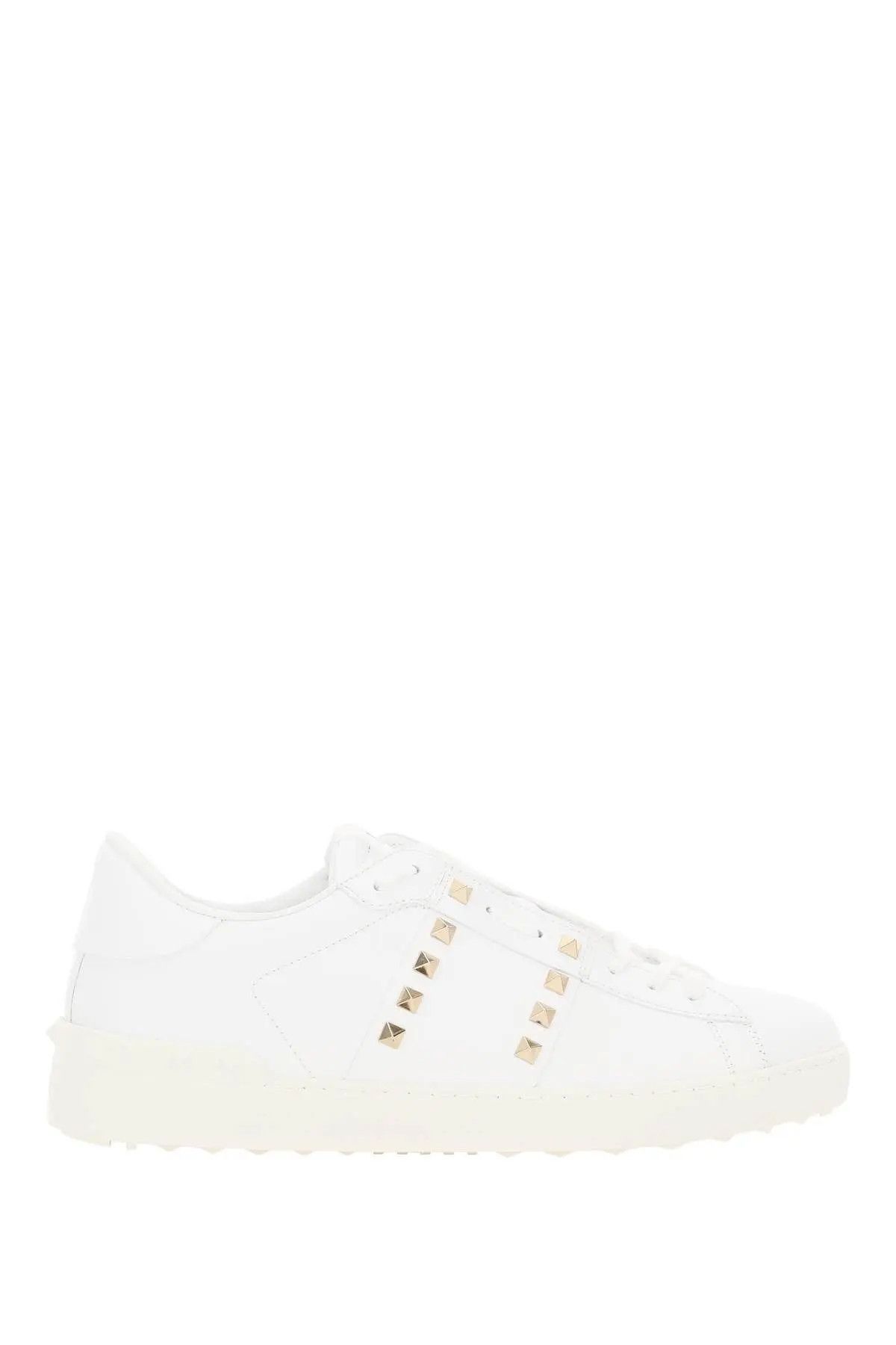 image of Valentino Garavani O1S22I1N0124 Open Rockstud Untitled Sneaker In White Gold, Men's (Size 9)