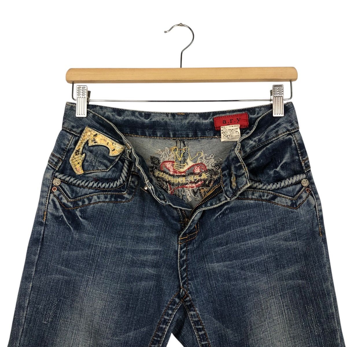 Japanese Brand ARY Denim “Angel Wing” Embroidered Back Graphic Jeans Size 28" / US 6 / IT 42 - 20 Thumbnail