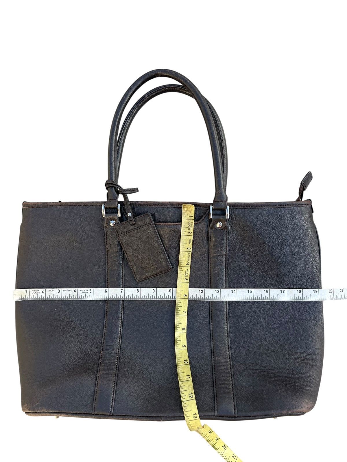 Leather ONLY Japan Distressed Patina Brown Leather Tote Bag Size ONE SIZE - 9 Thumbnail