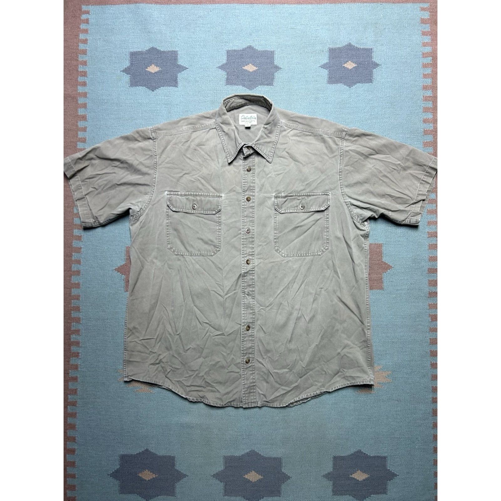 Vintage VINTAGE Cabela's Short Sleeve Shirt Canvas Cotton Beige XL Tall Button-Up Men Size US XL / EU 56 / 4 - 2 Thumbnail