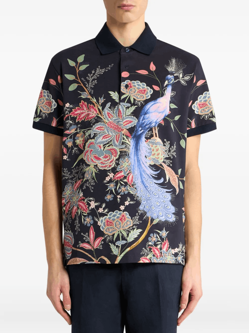 Other Flowers & Peacock Polo Shirt – Bold Graphic Print Size US M / EU 48-50 / 2 - 3 Thumbnail