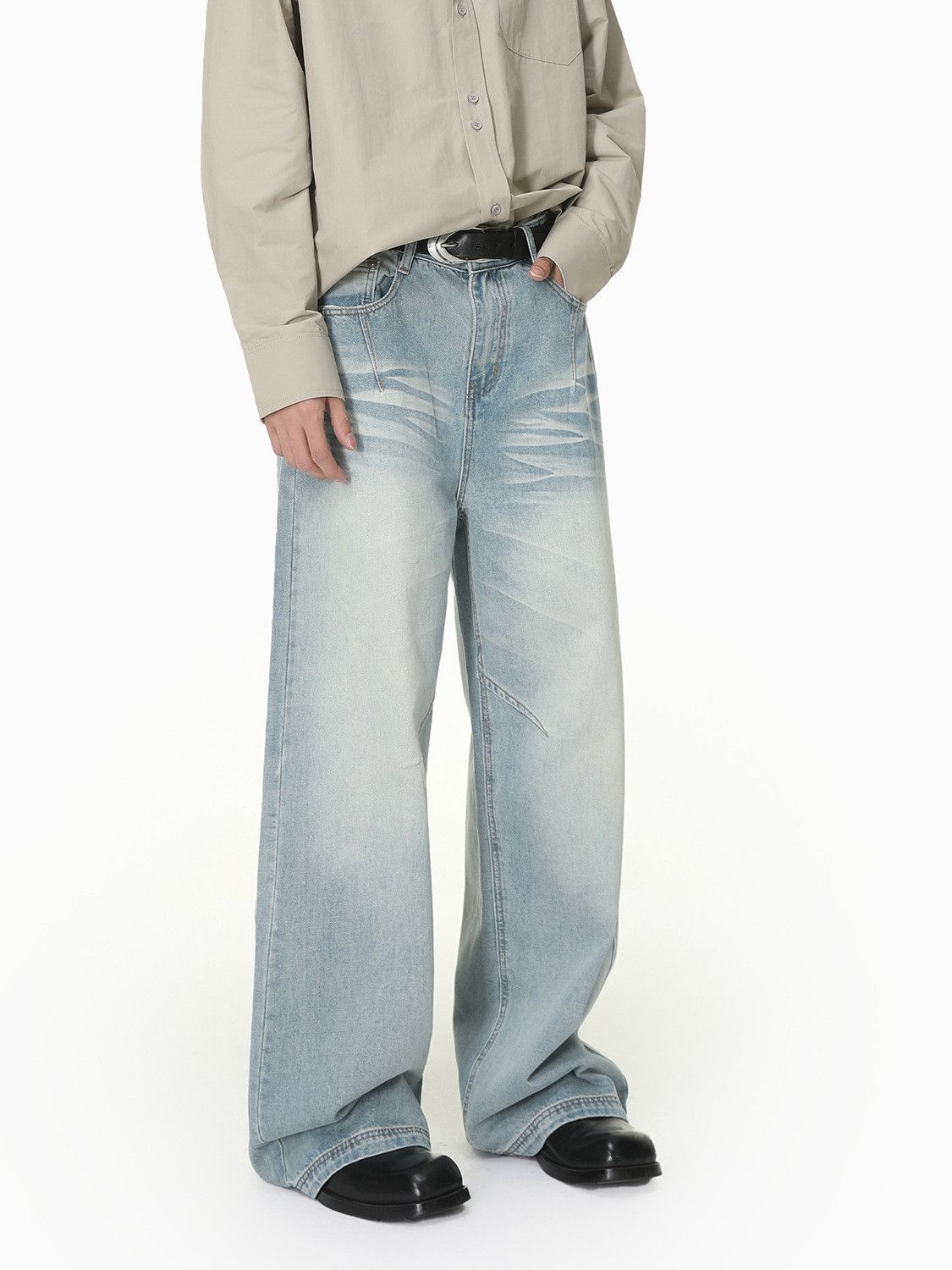 Other Men's Japanese-Style Retro Wide-Leg Straight-Fit Jeans Size US 32 / EU 48 - 4 Thumbnail