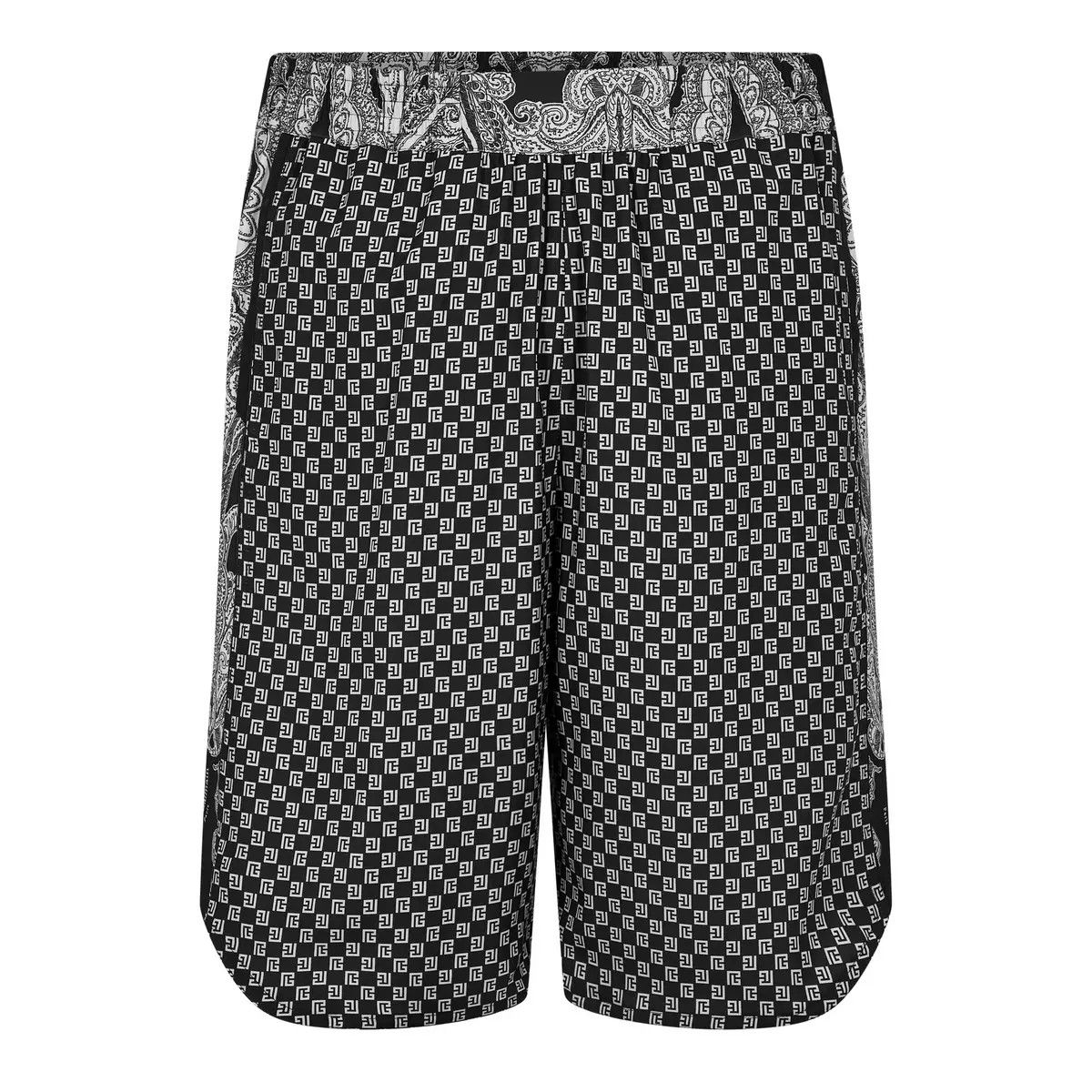 Balmain o1g2r1mq0426 Straight-Leg Monogrammed Poplin Shorts Size US 34 / EU 50 - 1 Thumbnail