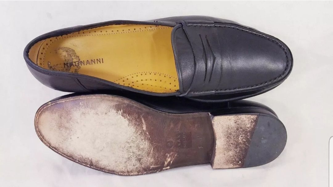 DESIGNER MAGNANNI BLACK LEATHER PENNY LOAFERS