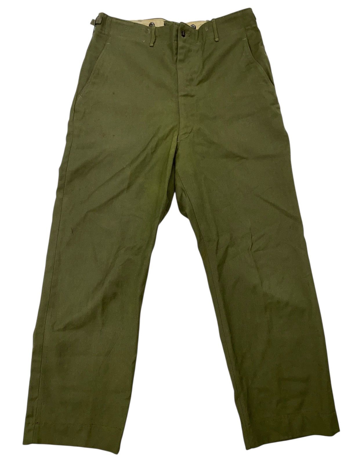 Vintage Vtg US Army 1950s military issue olive wool field trousers Size US 33 - 1 Thumbnail