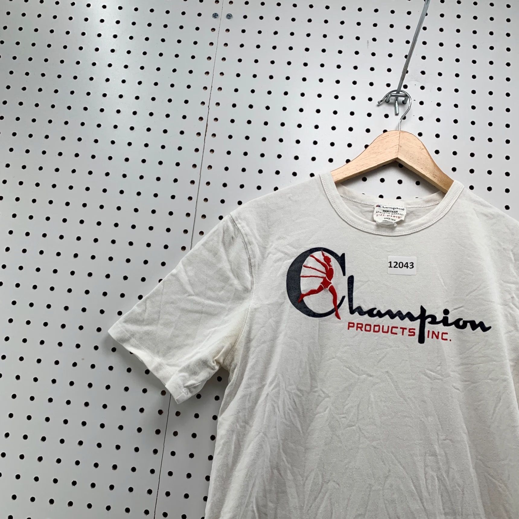 Champion VINTAGE Champion Heritage Shirt Mens Medium White Spell Out Retro Logo Short Sleeve Size US M / EU 48-50 / 2 - 4 Thumbnail
