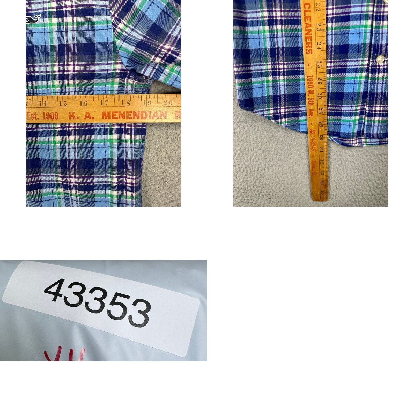 Vineyard Vines Vineyard Vines Whale Shirt Mens Small Slim Fit Plaid Flannel Button-Up Blue Madras Shirt Size US S / EU 44-46 / 1 - 8 Thumbnail