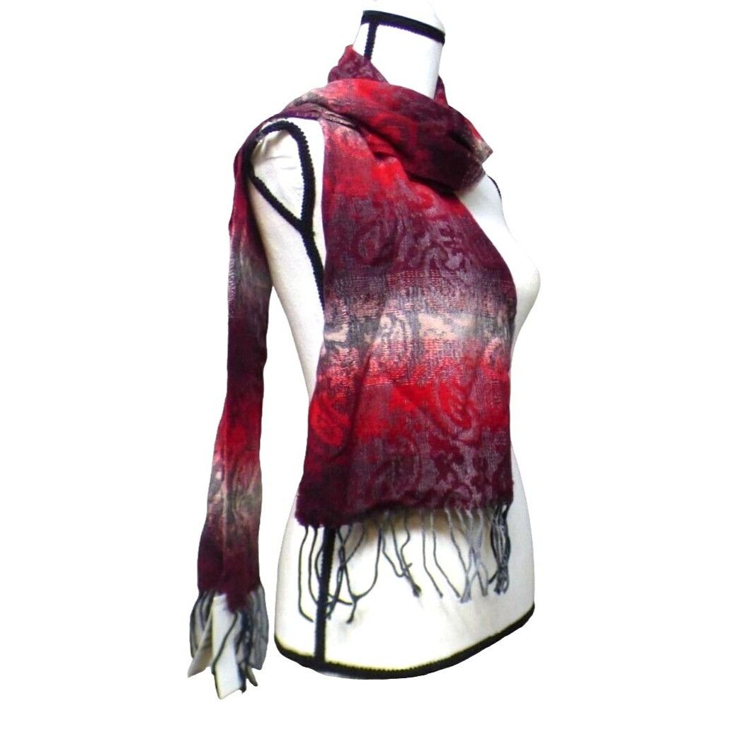 Steve Madden Steve Madden Mid Weight Ombré Paisley Scarf, 11”x 70”, Red-M Size ONE SIZE - 4 Thumbnail