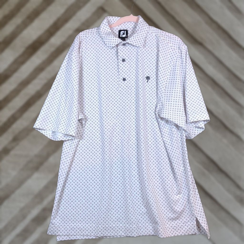 Footjoy FootJoy Mens Polo Shirt White Gray Pink Golf Quick Dry Stretch Large Size L Regular Short Sleeve Button Down Collar Mens Clothing Sports Polo Size US L / EU 52-54 / 3 - 1 Thumbnail