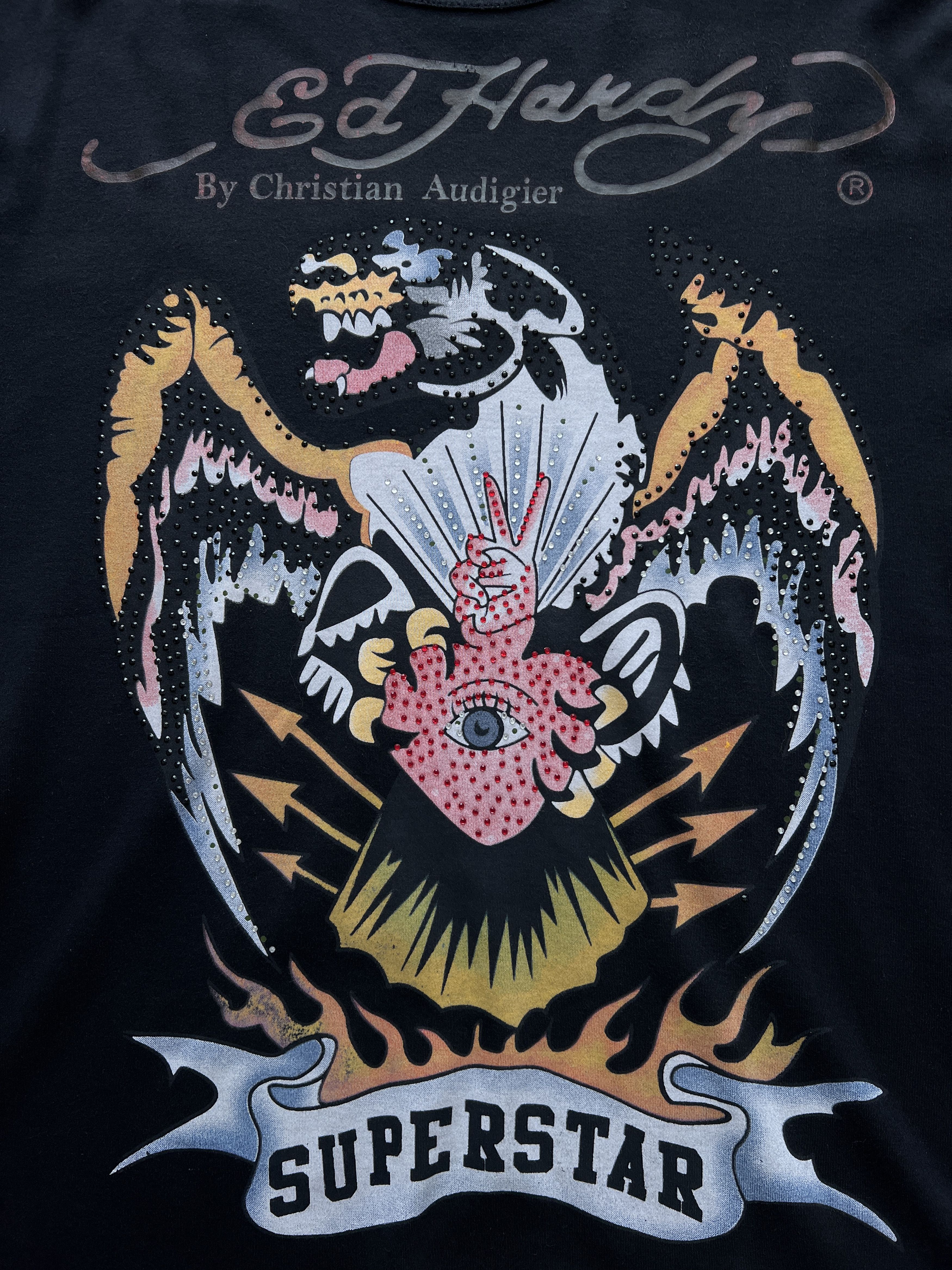 Ed Hardy Ed Hardy Superstar Rhinestones vintage printed t shirt tee Size US XL / EU 56 / 4 - 9 Thumbnail