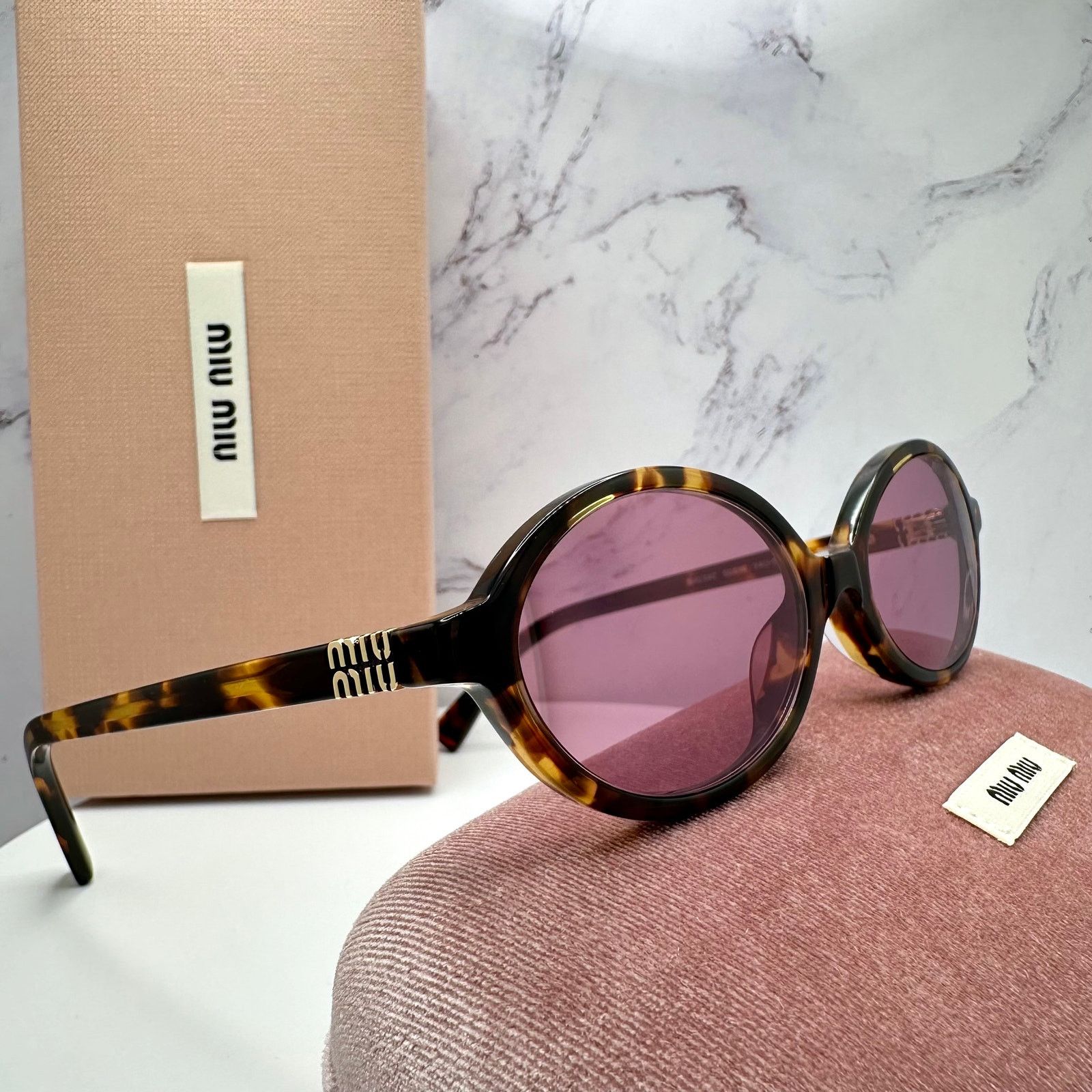 Miu Miu MIU MIU Sunglasses New Brown Gold Metal Logo Authentic Size ONE SIZE - 10 Thumbnail