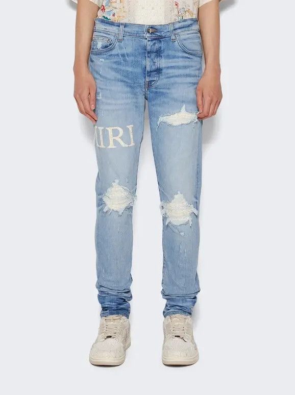 Amiri o1orln0326 Boucle Logo Mx1 Jeans in Blue Size US 40 / EU 56 - 3 Thumbnail
