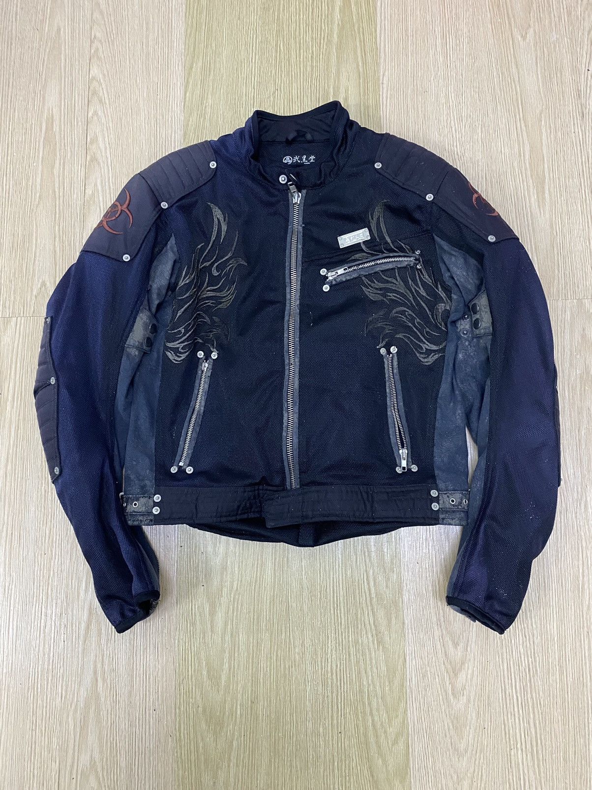 image of Japanese Tradition Motorcycle Equipment Biker Jacket in Black, Men's (Size Large)