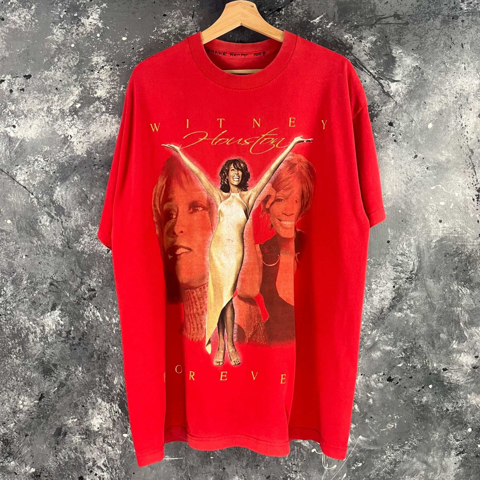 image of Band Tees x Vintage 90’S Witney Houston Shirt in Red, Men's (Size XL)