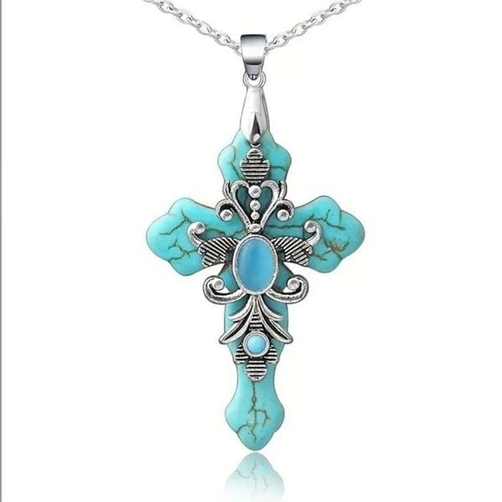 Other Turquoise Stone Cross Pendant Necklace Size ONE SIZE - 1 Thumbnail