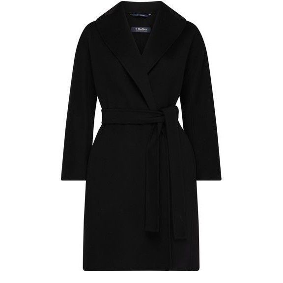 Max Mara MAX MARA Messi Belted Wool Black Long Coat New & Authentic ( Size XS / US 0-2 / IT 36-38 - 1 Thumbnail