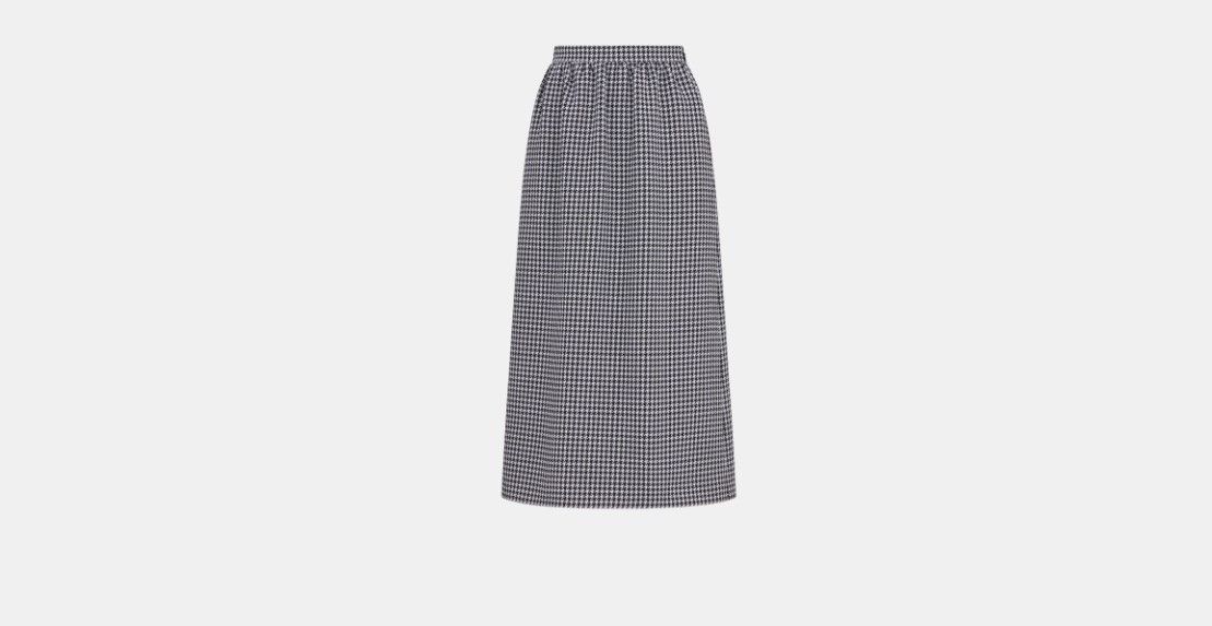 Dior o1w1db10225 Mid-Length Straight-Cut Skirt in White Black Size 28" / US 6 / IT 42 - 1 Thumbnail