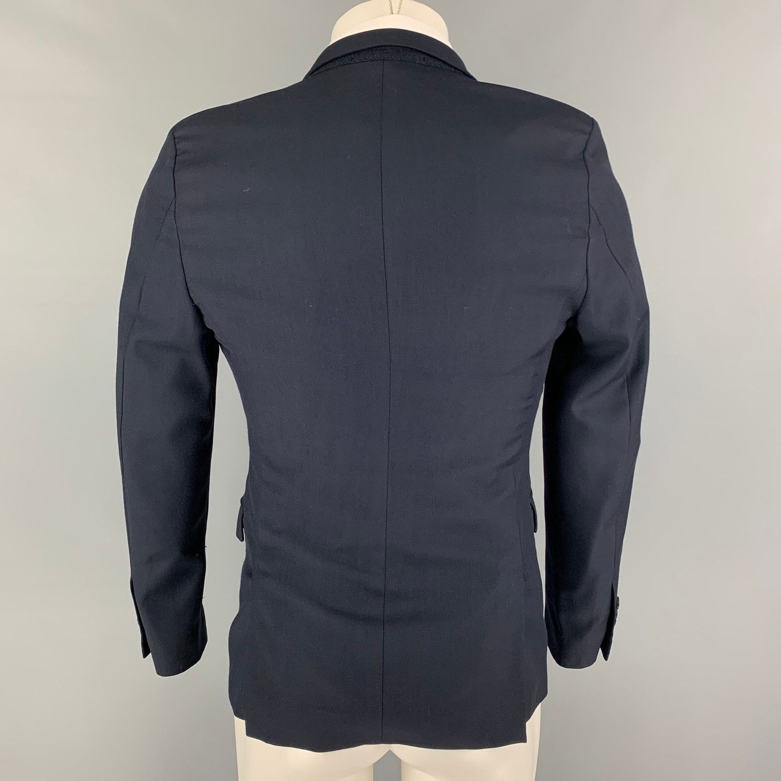 The Kooples THE KOOPLES Size 36 Navy Wool Peak Lapel Sport Coat Size 36R - 3 Thumbnail