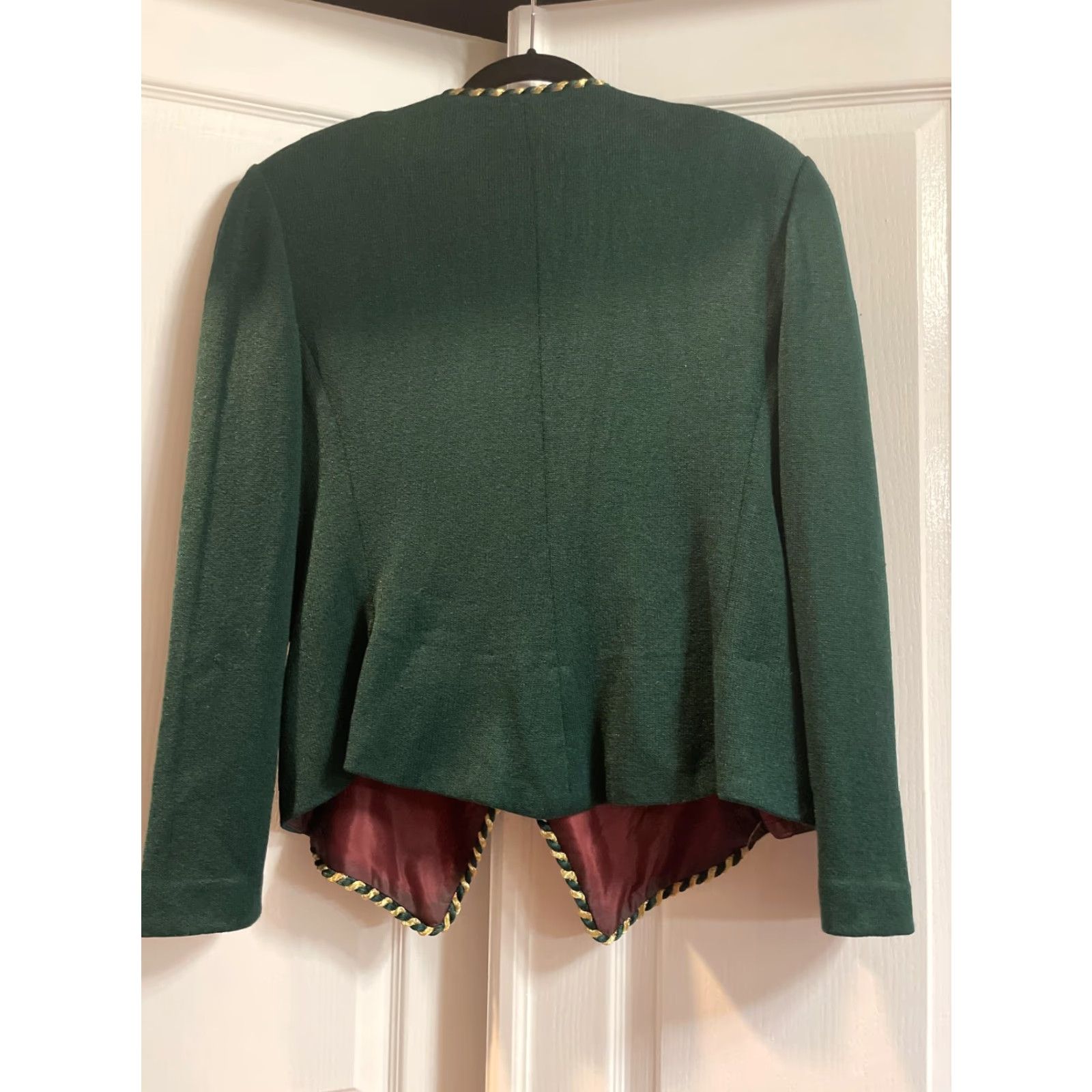 Vintage VINTAGE Sicari Evenings Blazer Womens 14 Green Gold Trim Button Jacket USA 90s Holiday Formal Party/Cocktail Mens? Women Size XL / US 12-14 / IT 48-50 - 3 Thumbnail