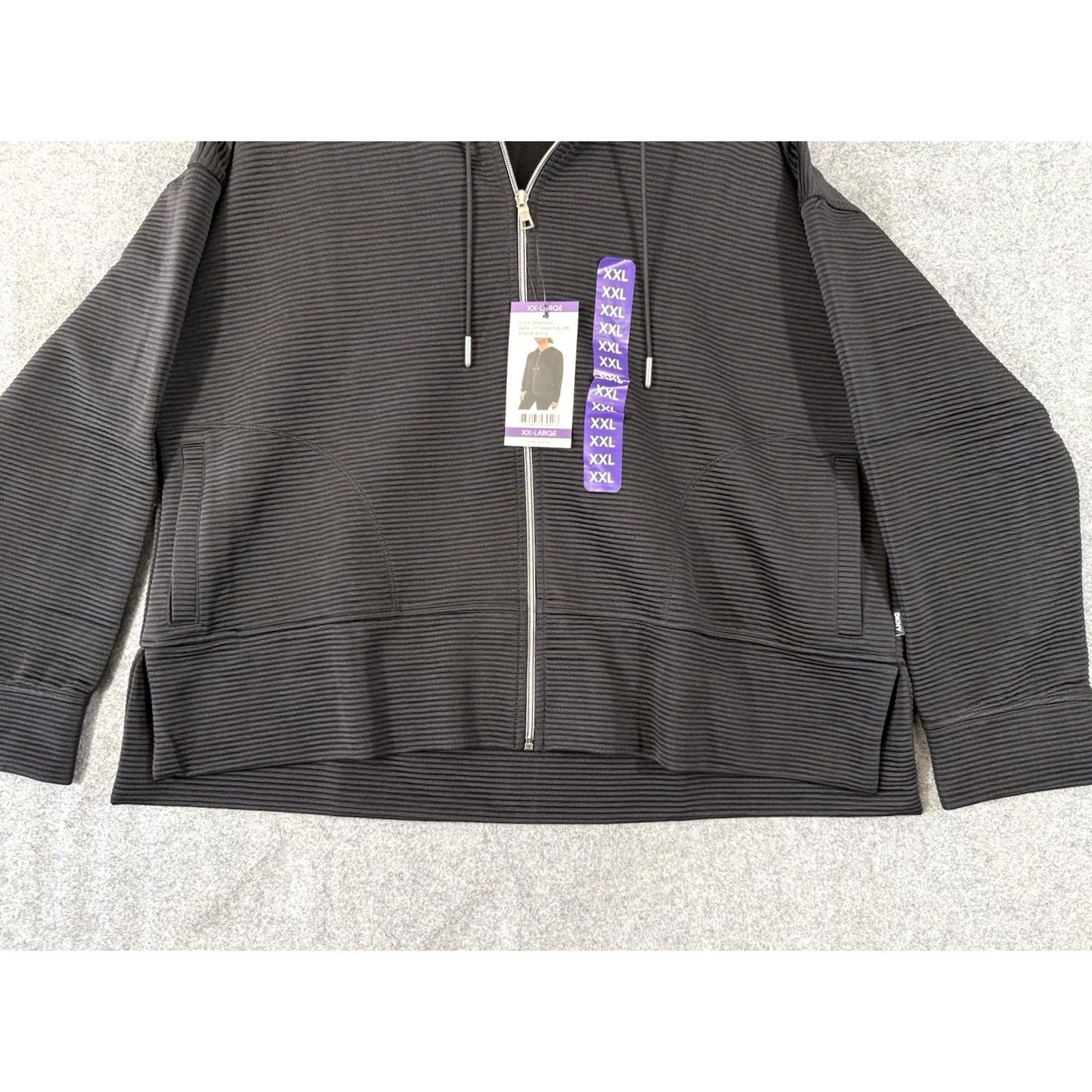DKNY DKNY Ottoman Full-Zip Hoodie Womens 2XL Black Ribbed Stretch Pockets NWT Size XXL / US 16-18 / IT 52-54 - 4 Thumbnail