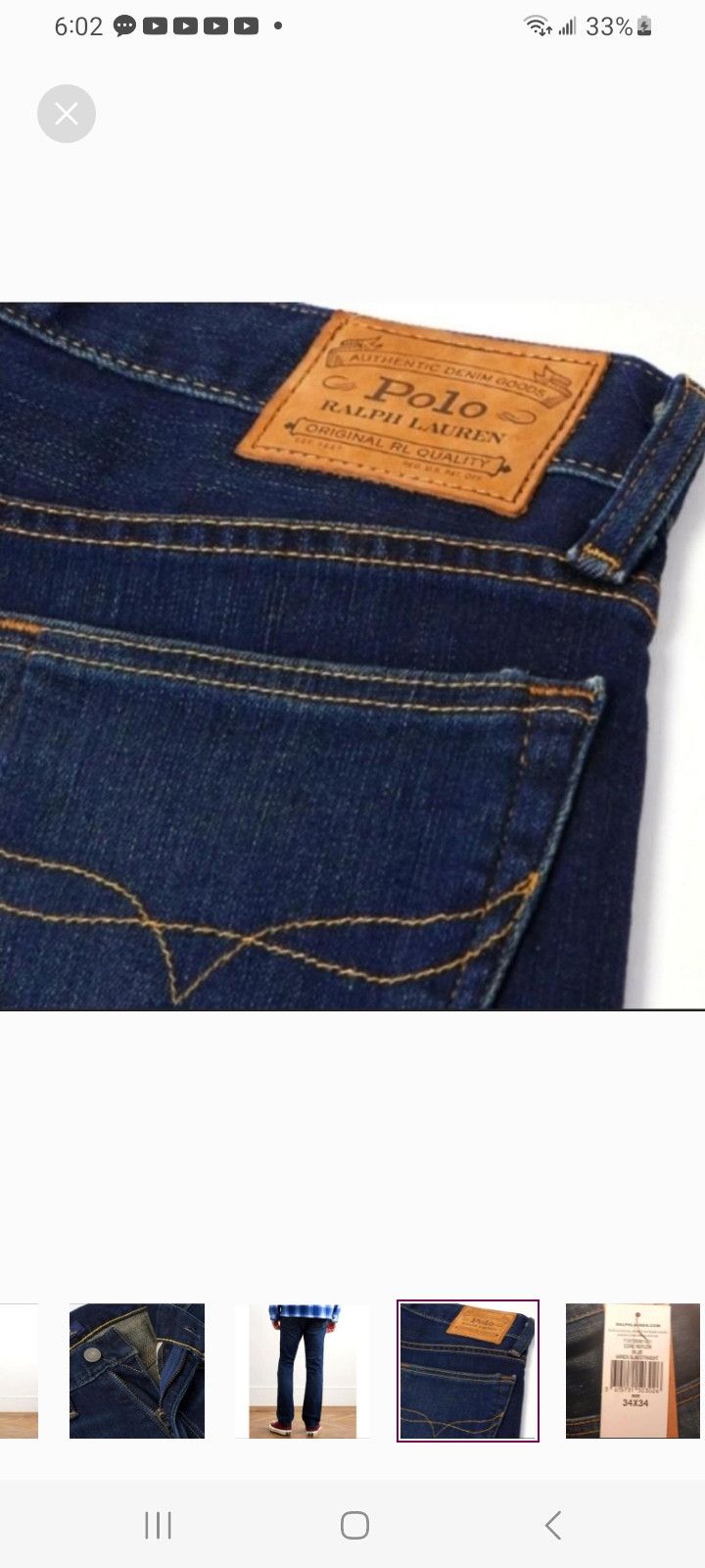 Polo Ralph Lauren Polo Ralph Lauren Varick Slim Fit Straight Leg Jeans Size US 34 / EU 50 - 5 Thumbnail