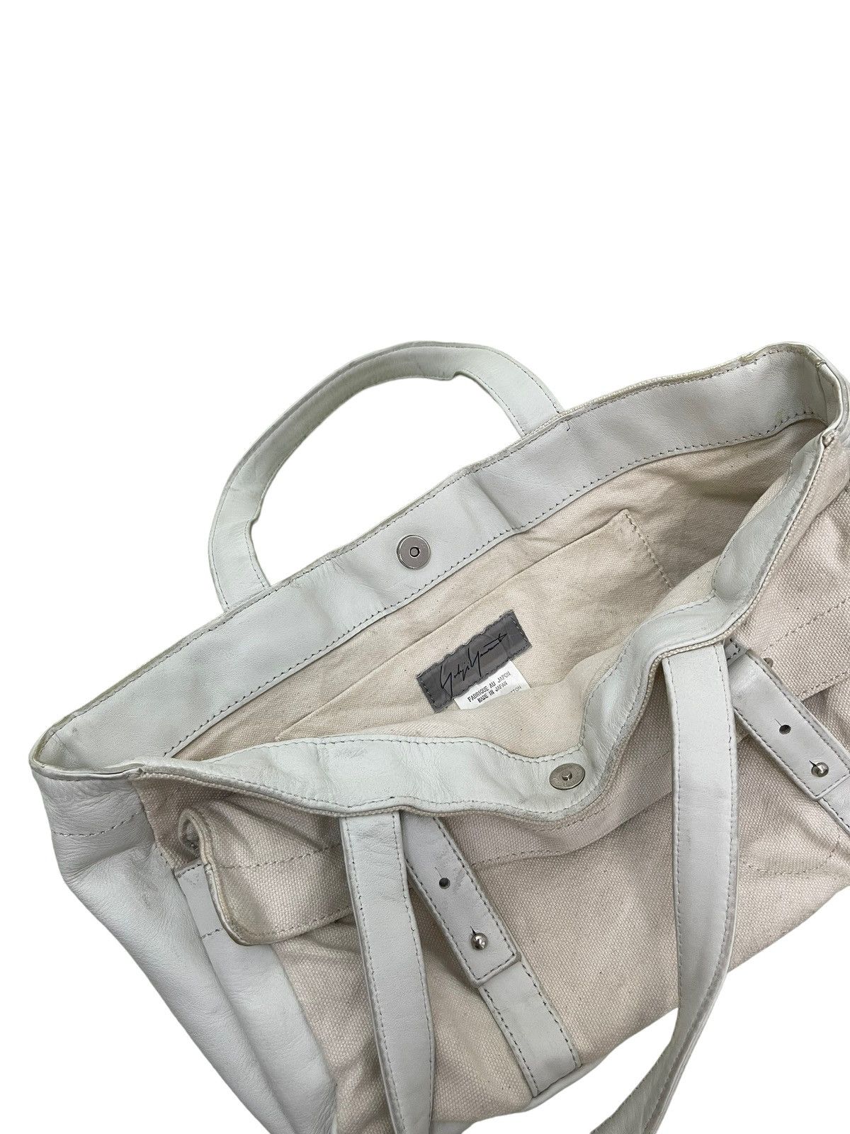 Yohji Yamamoto Yohji Yamamoto Tote Bag Leather Cotton Canvas Size ONE SIZE - 1 Thumbnail