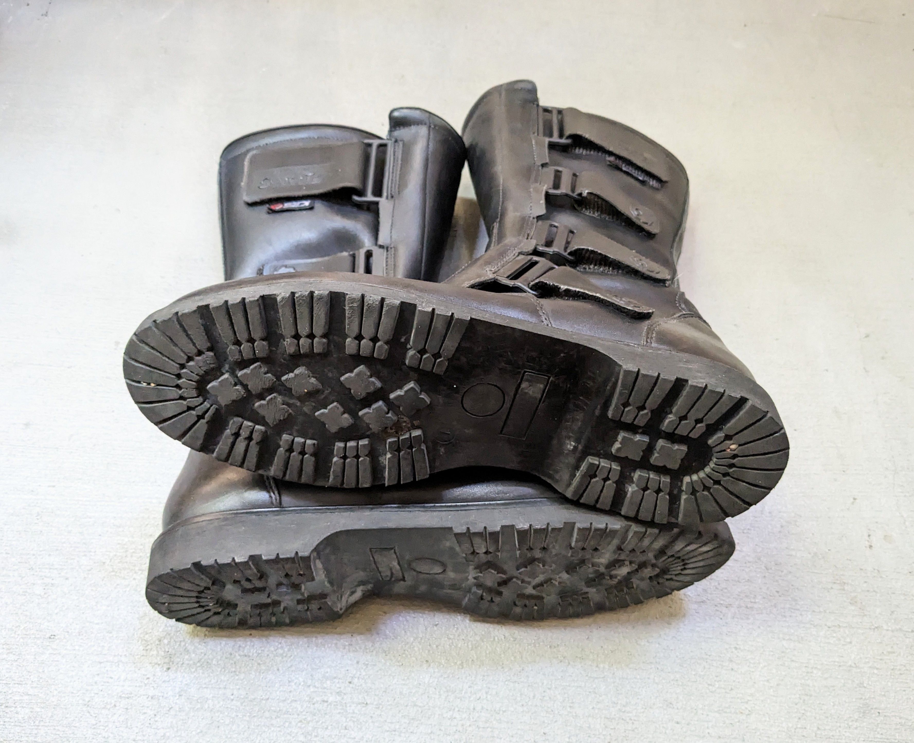 Vintage Moto Boots Black 12.5 Leather Biker Moto Rubber Italy Size US 12.5 / EU 45-46 - 15 Thumbnail