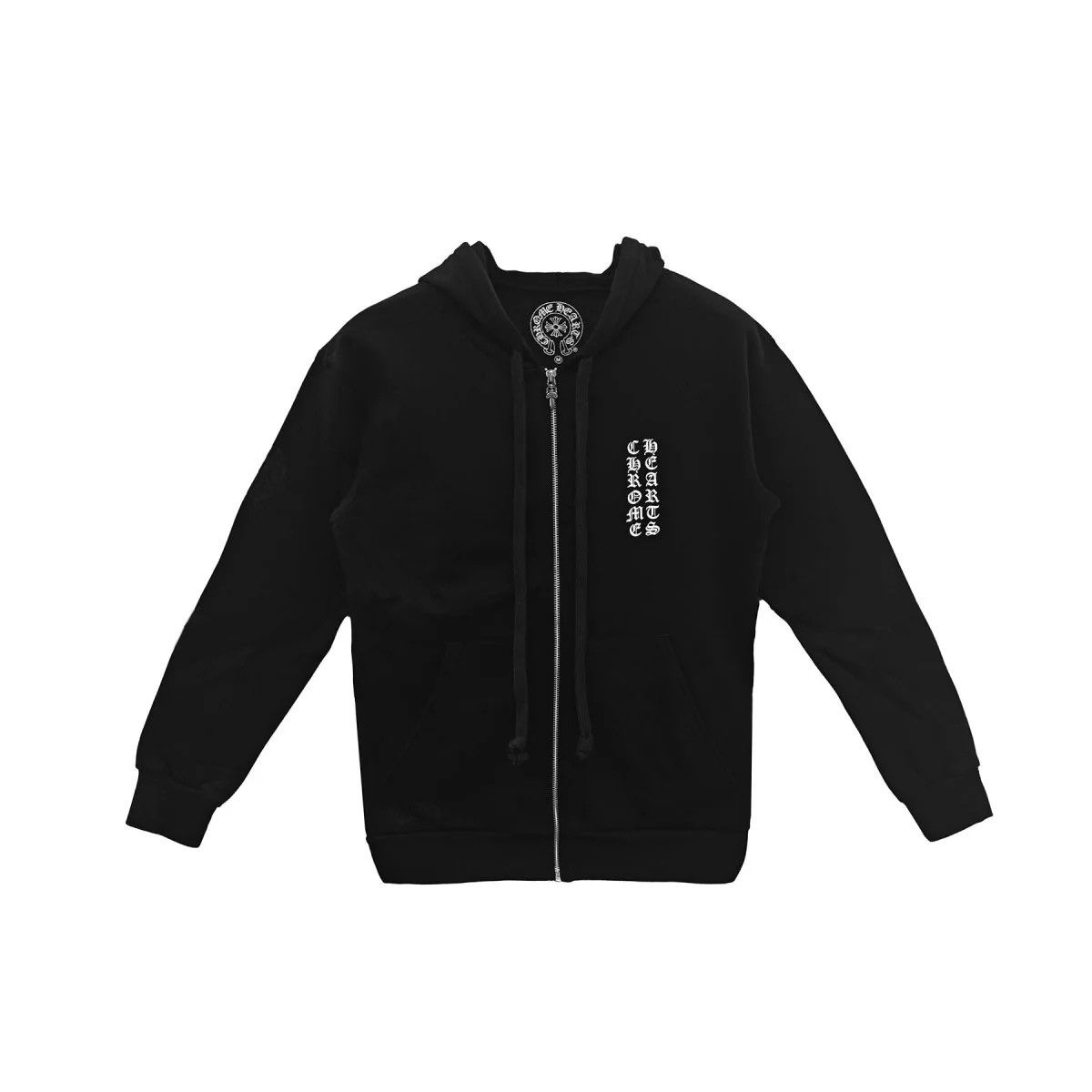 Pull à Capuche Chrome Hearts Logo Manches Verticales - Taille L, Noir, Occasion Parfait état