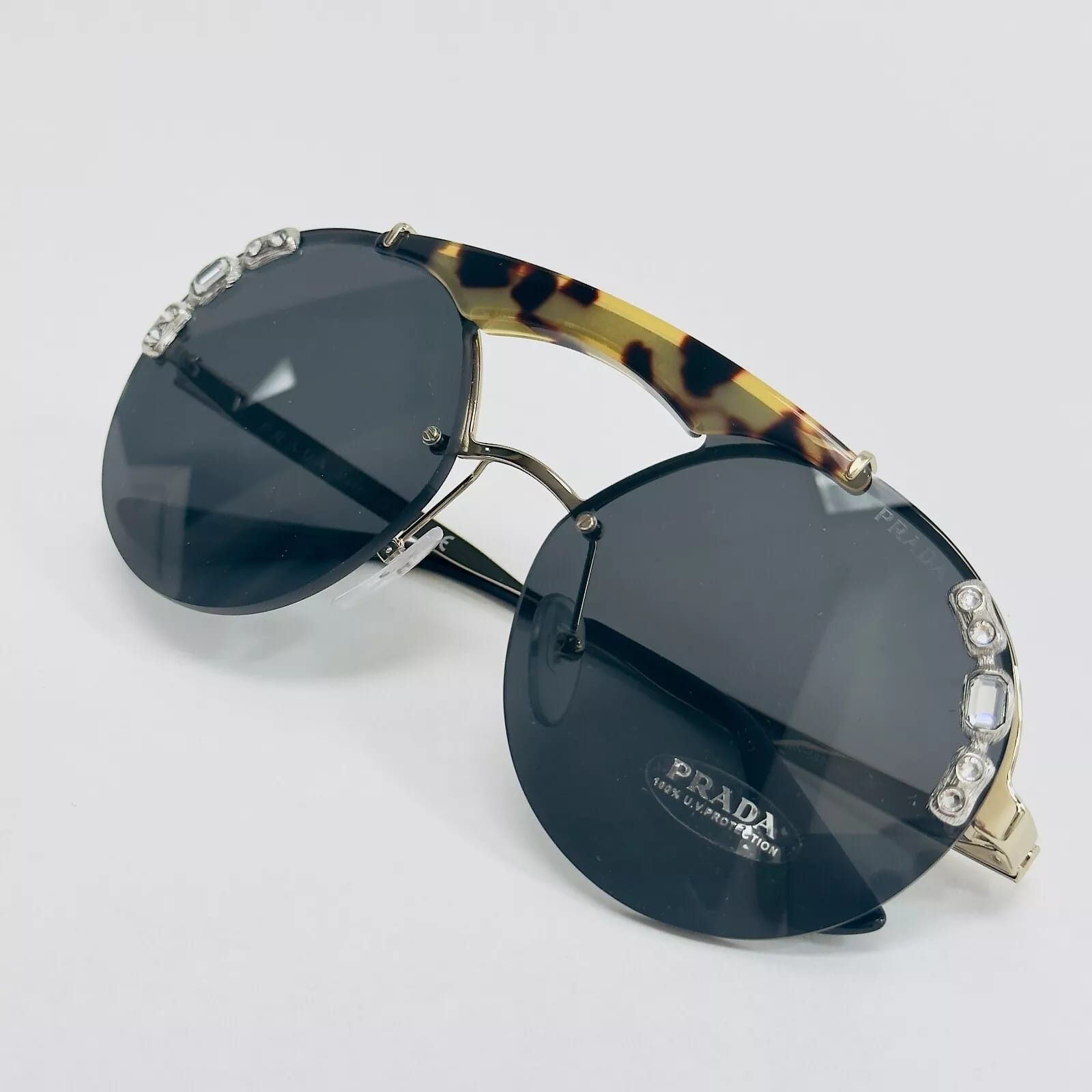 Prada PRADA ORNATE JEWEL Stud Sunglasses 52U Silver Black PR52US Size ONE SIZE - 6 Thumbnail