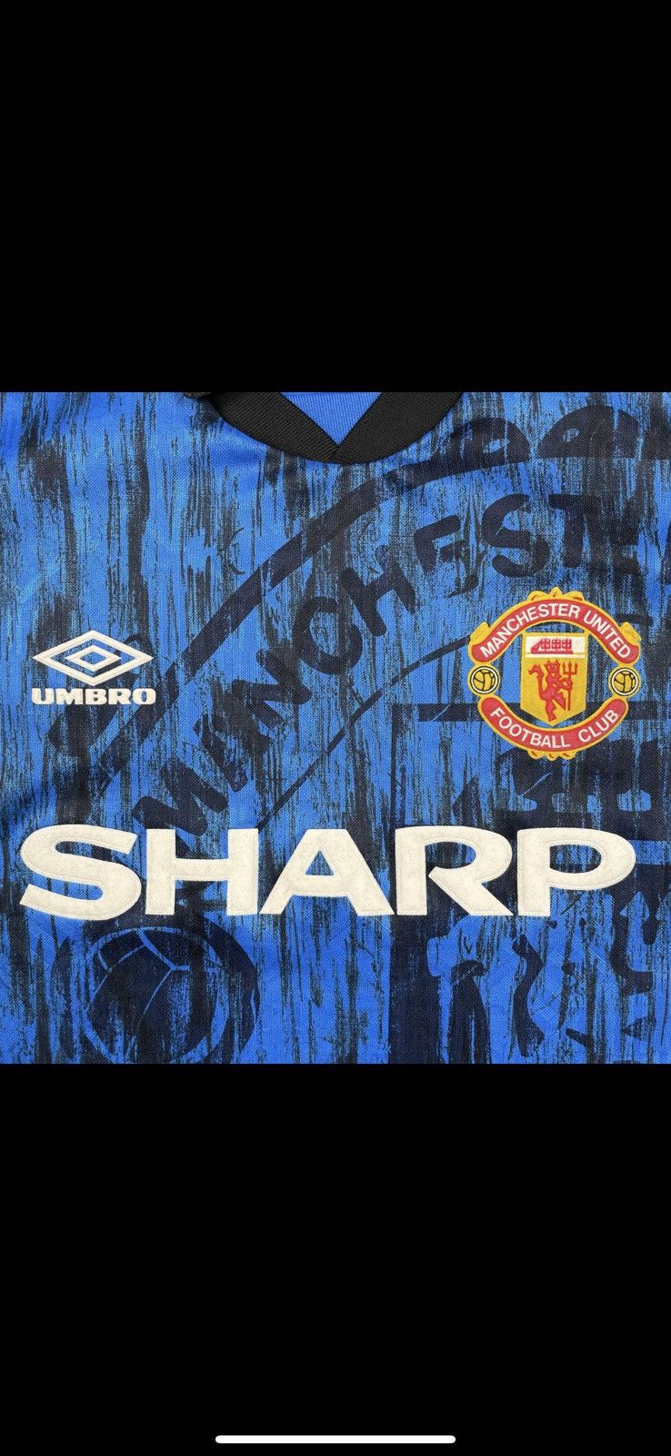 Umbro Vintage Umbro Manchester United soccer jersey rare blue Away Size US S / EU 44-46 / 1 - 7 Thumbnail