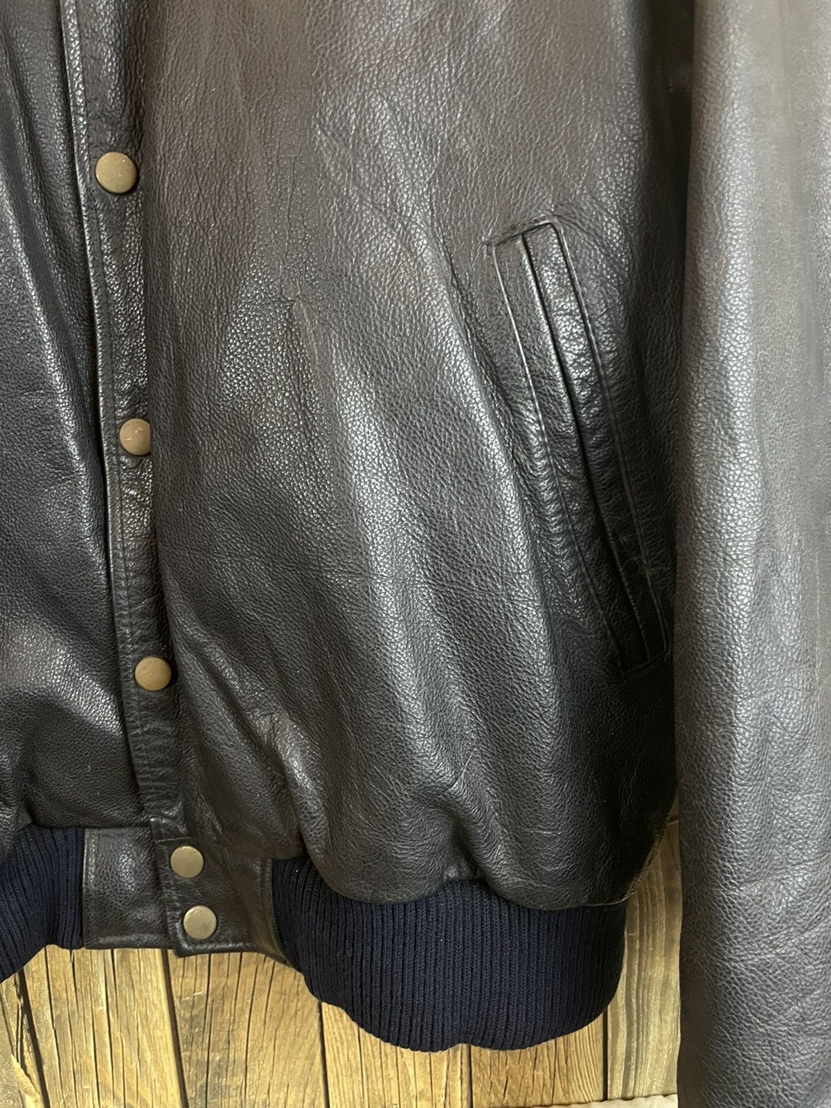 Japanese Brand Vintage forest guard leather varsity Jacket ziper ups Size US L / EU 52-54 / 3 - 8 Thumbnail