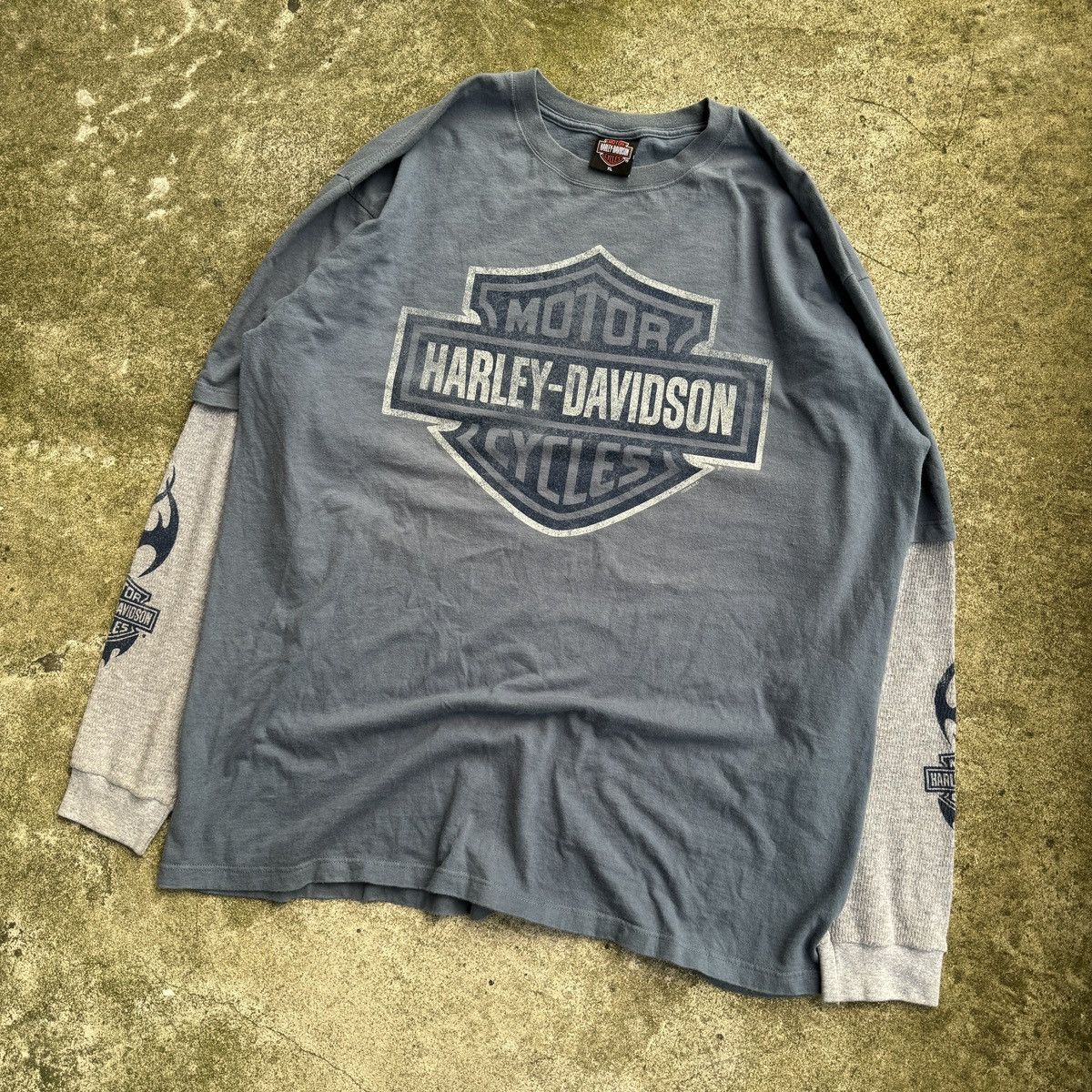 Harley Davidson Harley Faded Metal Flame Longsleeve Thermal Shirt ERD Grunge Size US XXL / EU 58 / 5 - 7 Thumbnail