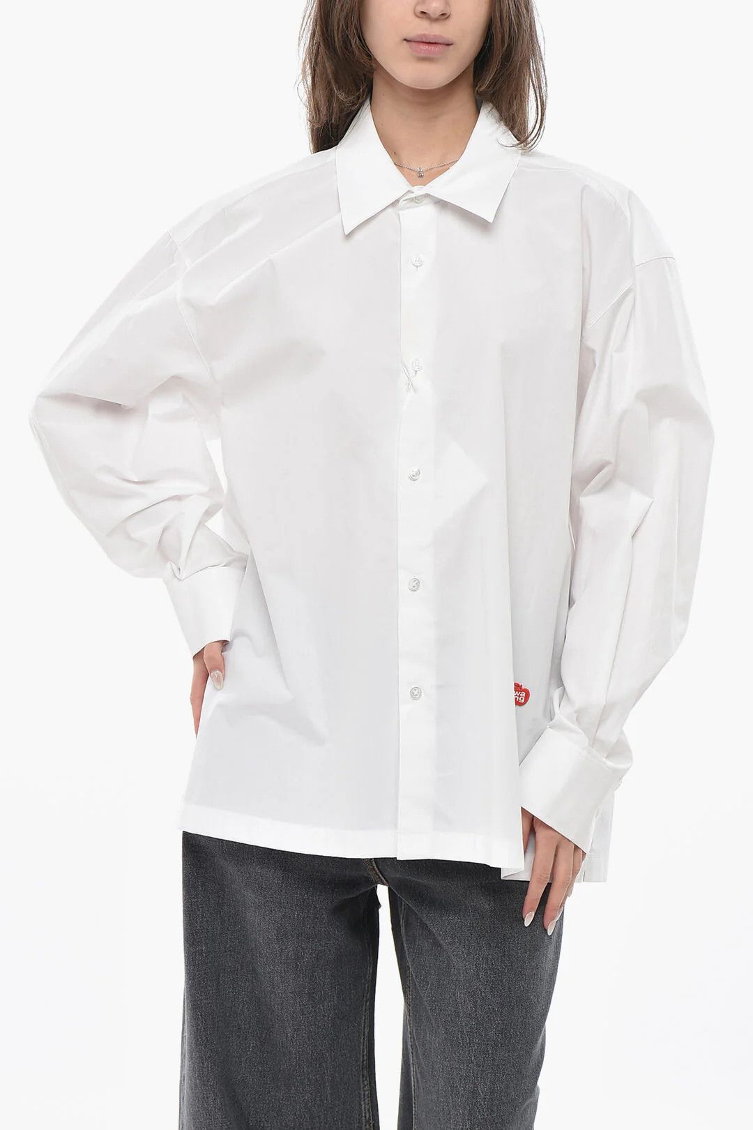 Alexander Wang og1mm0426 Oversized Cotton Blouse in White Size L / US 10 / IT 46 - 1 Thumbnail