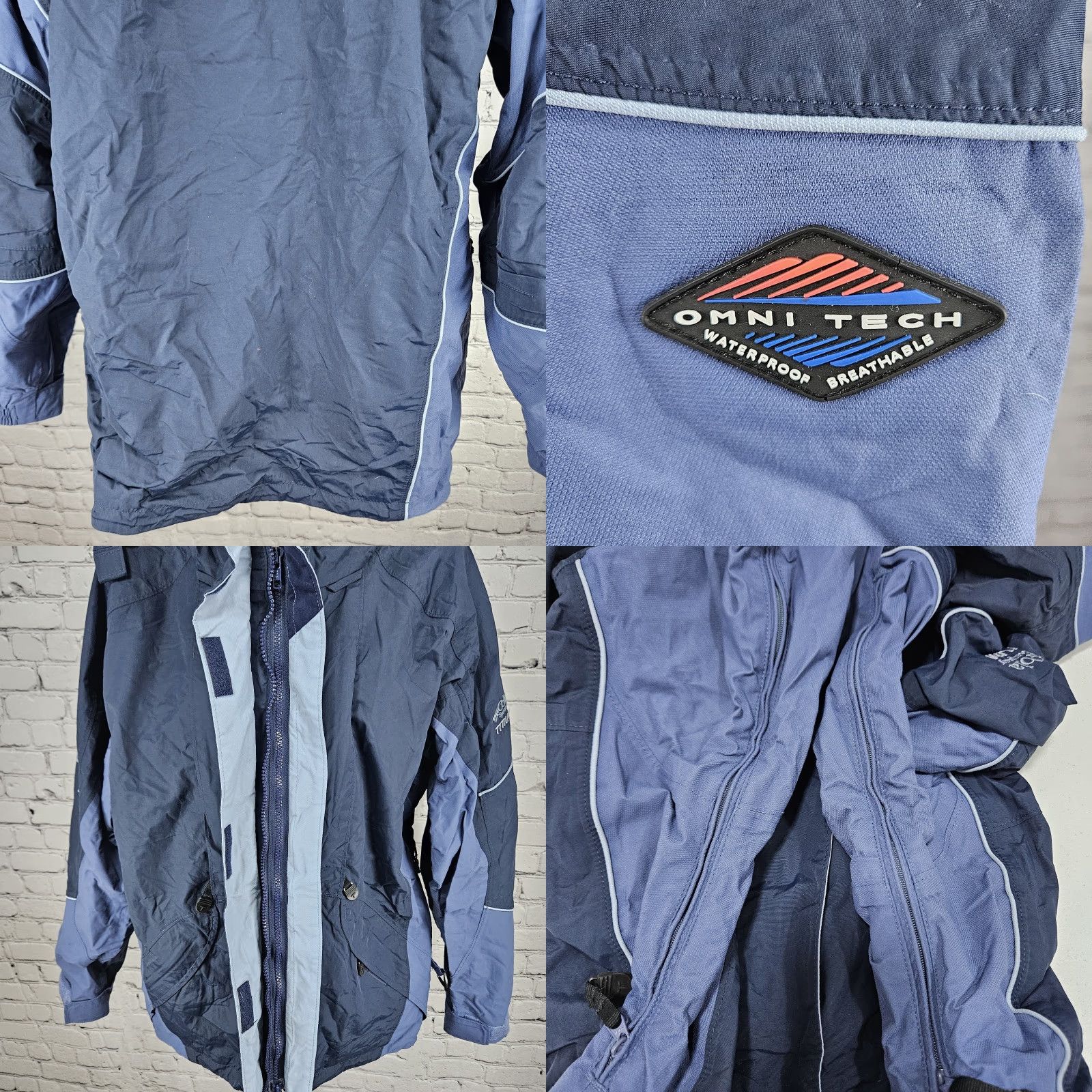 Doublet Columbia Jacket Medium Blue Titanium Omni Tech Waterproof Breathable Double Zip Size M / US 6-8 / IT 42-44 - 9 Thumbnail