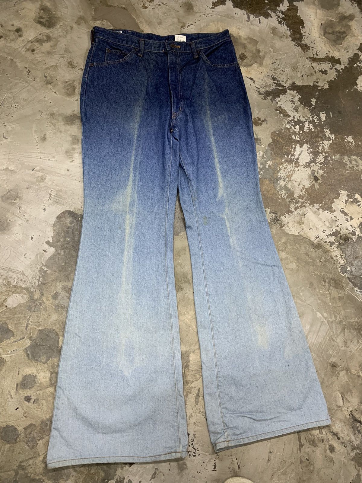 If Six Was Nine 90s BISON DOUBLE COLOUR FLARE JEANS Size US 32 / EU 48 - 3 Thumbnail