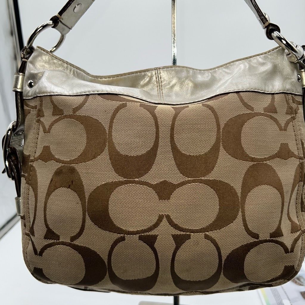 Coach COACH Signature ZOE HOBO Khaki/metallic Jacquard Leather Bag Size ONE SIZE - 8 Thumbnail