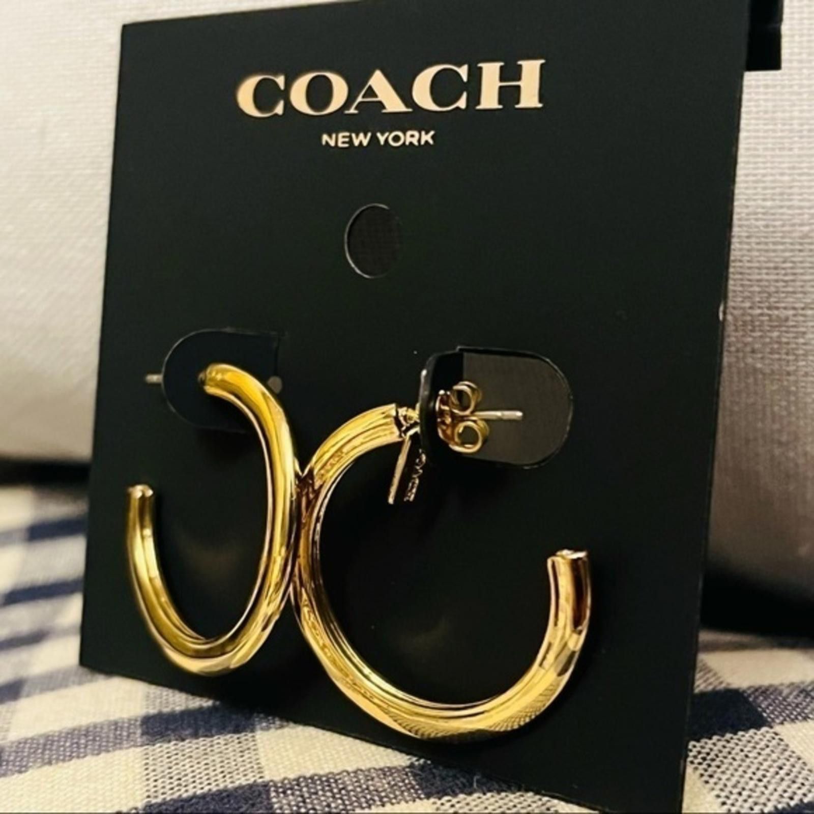 Coach Coach 3/4 Gold Hoop Earrings NWT Size ONE SIZE - 2 Thumbnail
