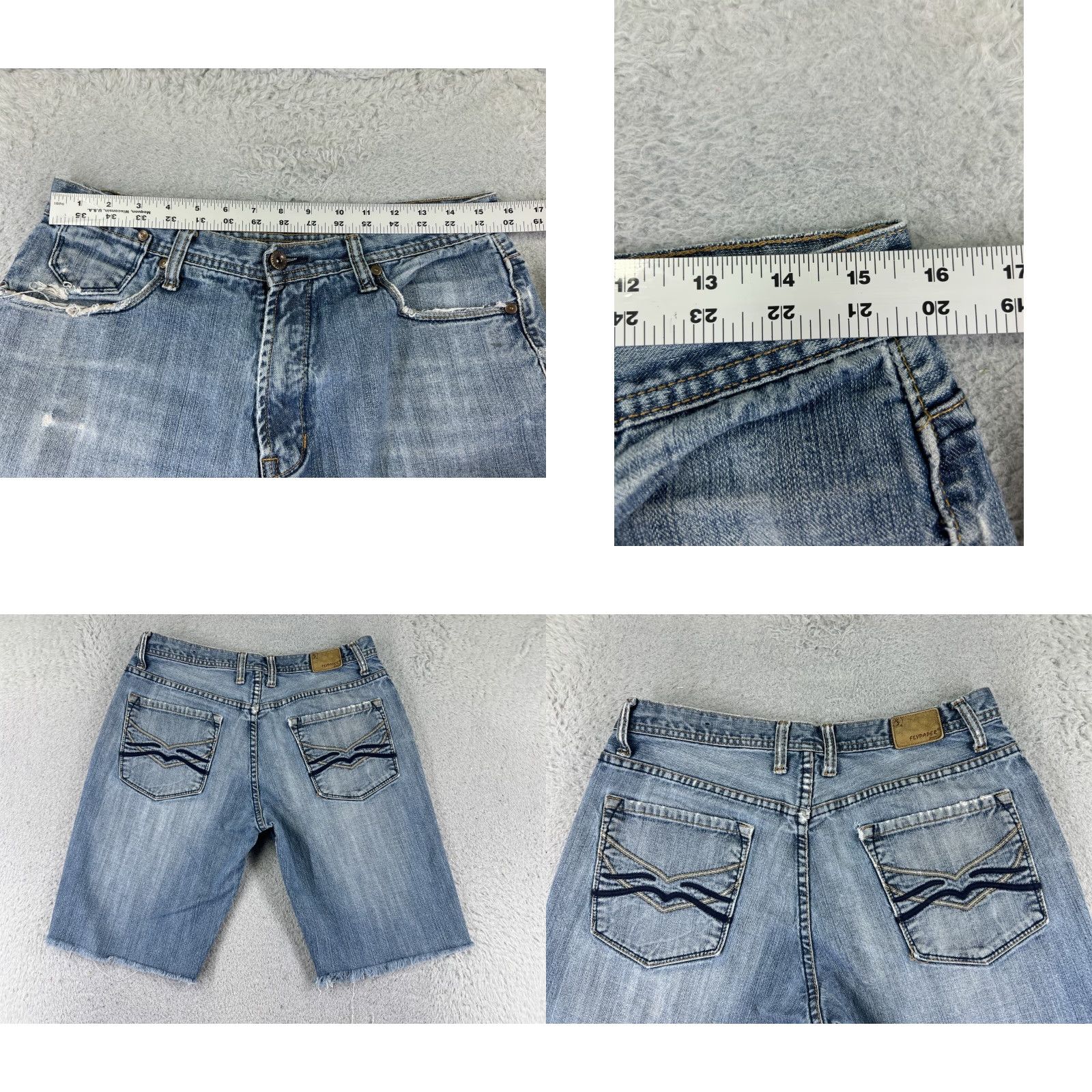 Denime Flypaper Womens Shorts 33 Blue Cutoff Denim 100% Cotton Distressed 30x11 Size 24" / US 00 / IT 34 - 9 Thumbnail