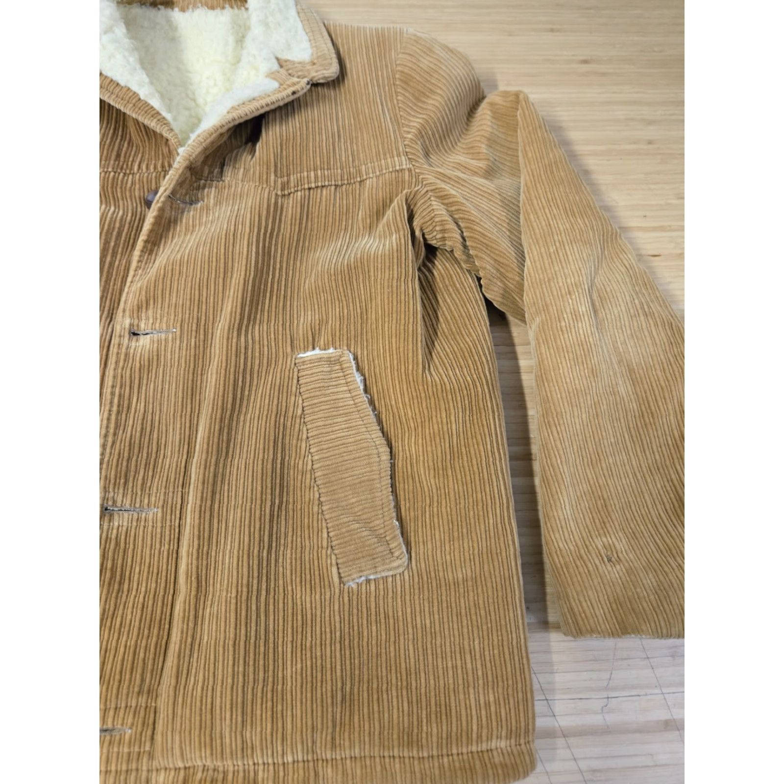 Vintage VINTAGE 80s Corduroy Jacket Tan Sherpa Lined Men M Brown Button Overcoat Cowboy Style 80s 90s Size US M / EU 48-50 / 2 - 2 Thumbnail