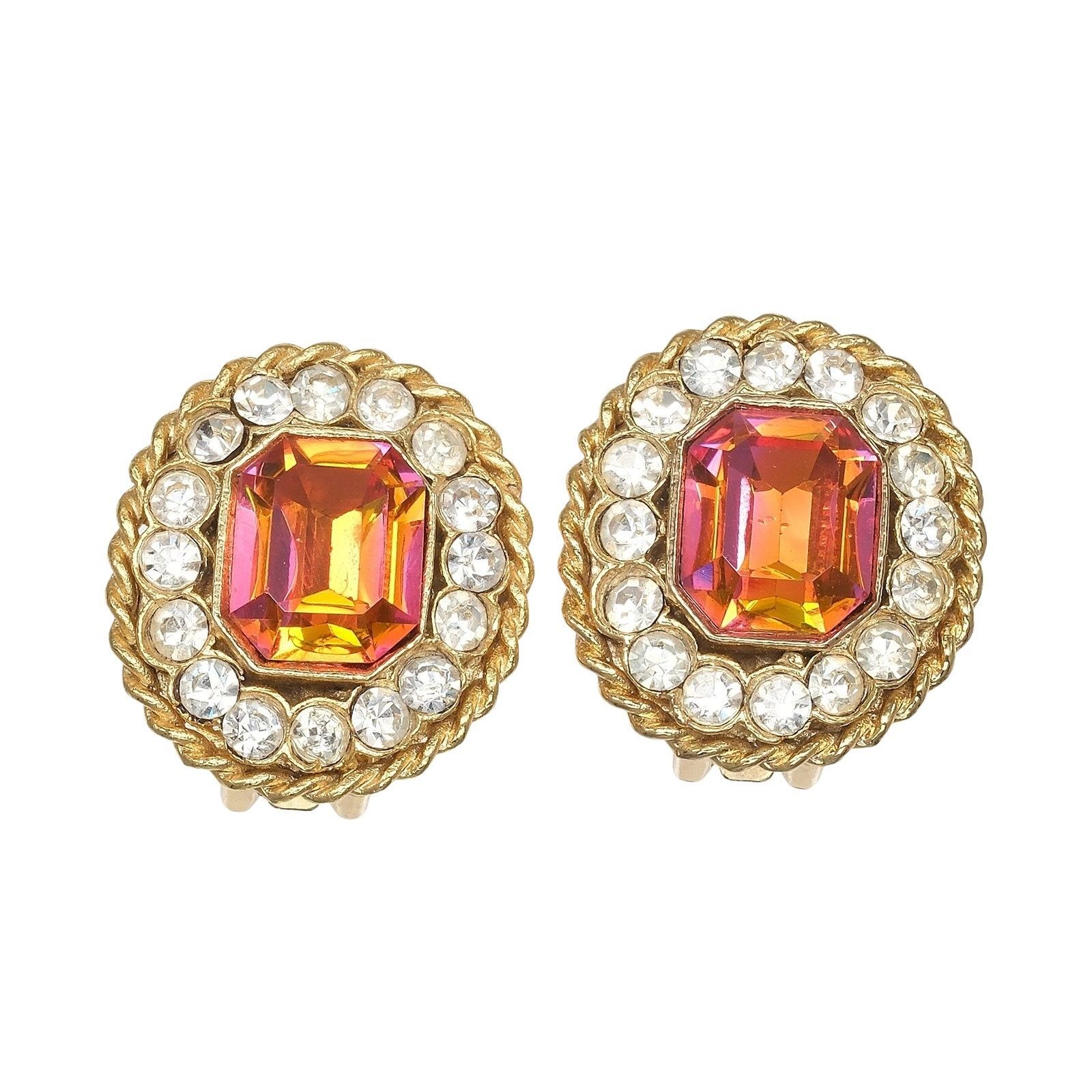 Other Other ORENA PARIS Vintage Rhinestone Earrings Metal Earrings DUTY FREE for USA Size ONE SIZE - 1 Thumbnail