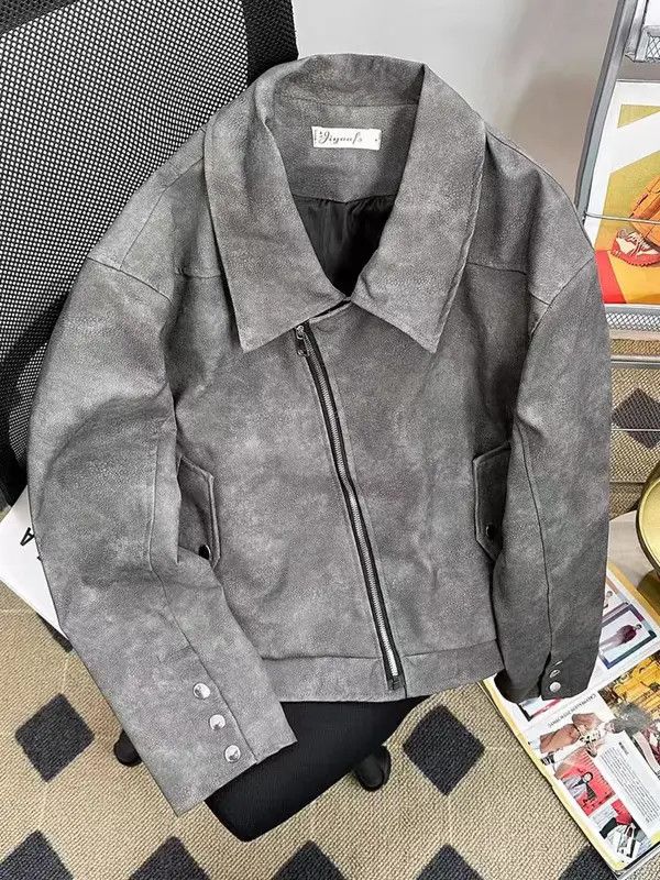 Japanese Brand Fuka Retro Street Loose Biker Style PU Leather Jacket Size US XL / EU 56 / 4 - 1 Thumbnail