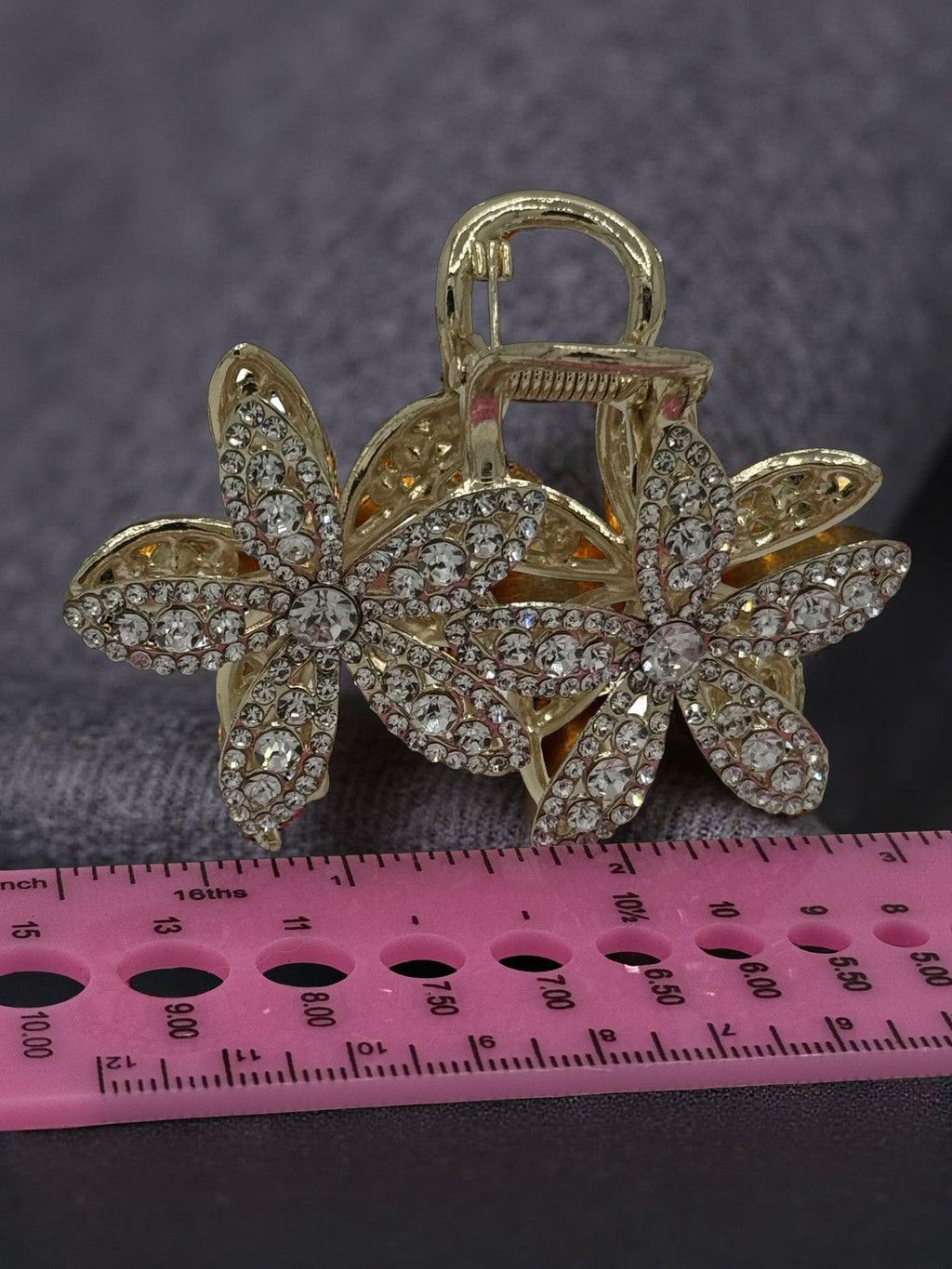 Other Gold Rhinestone Daisy Floral Hair Strong Claw Clip Y2K Glam Size ONE SIZE - 2 Thumbnail