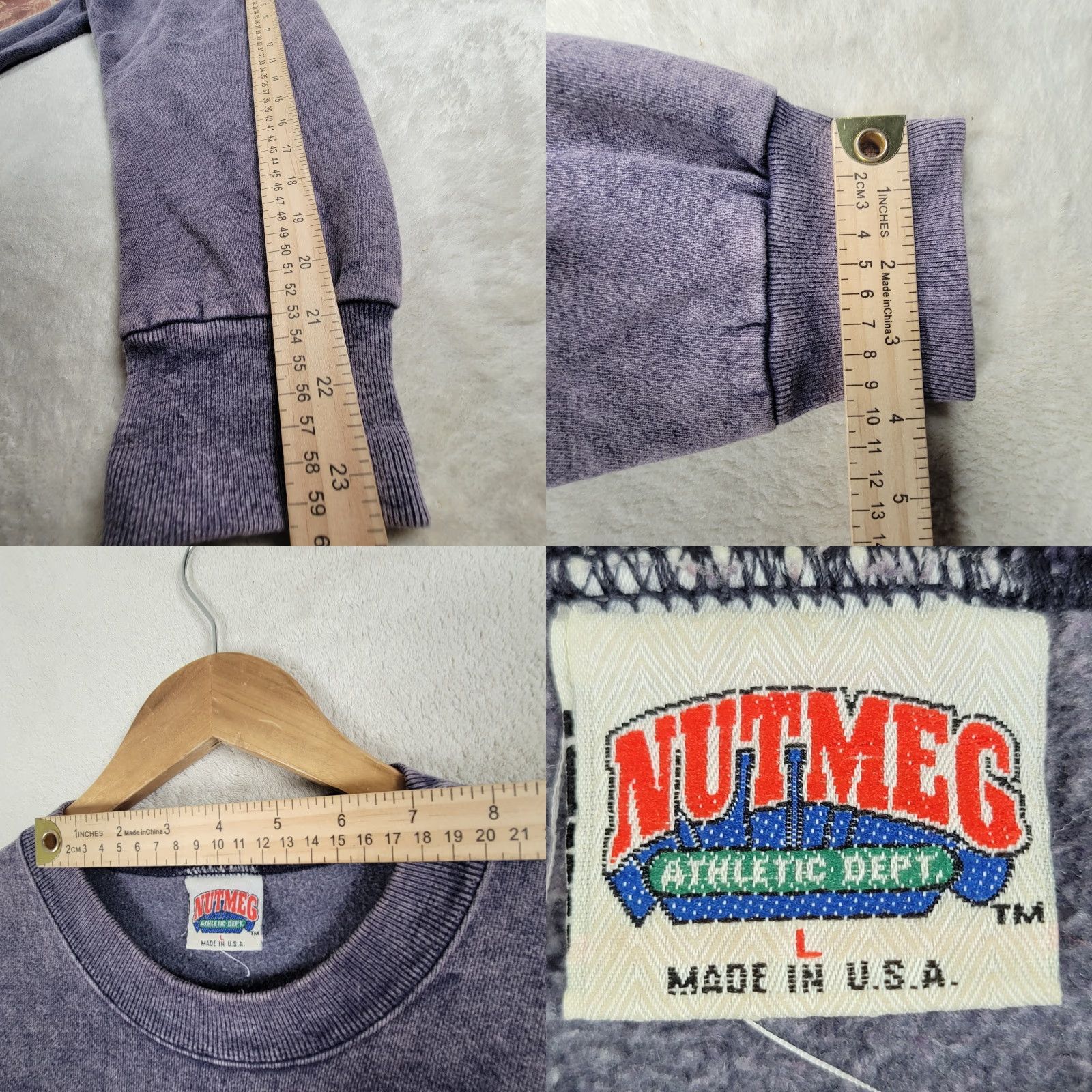 Nutmeg VINTAGE University of Michigan Wolverines Gray Long Sleeve Mens L NutMeg Logo Pullover Shirt/ Sweatshirt Size US L / EU 52-54 / 3 - 9 Thumbnail